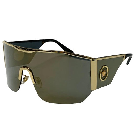 VERSACE Black Ladies  Shield Sunglasses Futuristic Mirror Medusa NEW