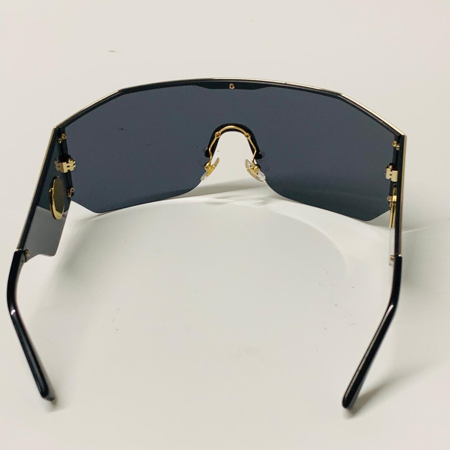 VERSACE Black Ladies  Shield Sunglasses Futuristic Mirror Medusa NEW