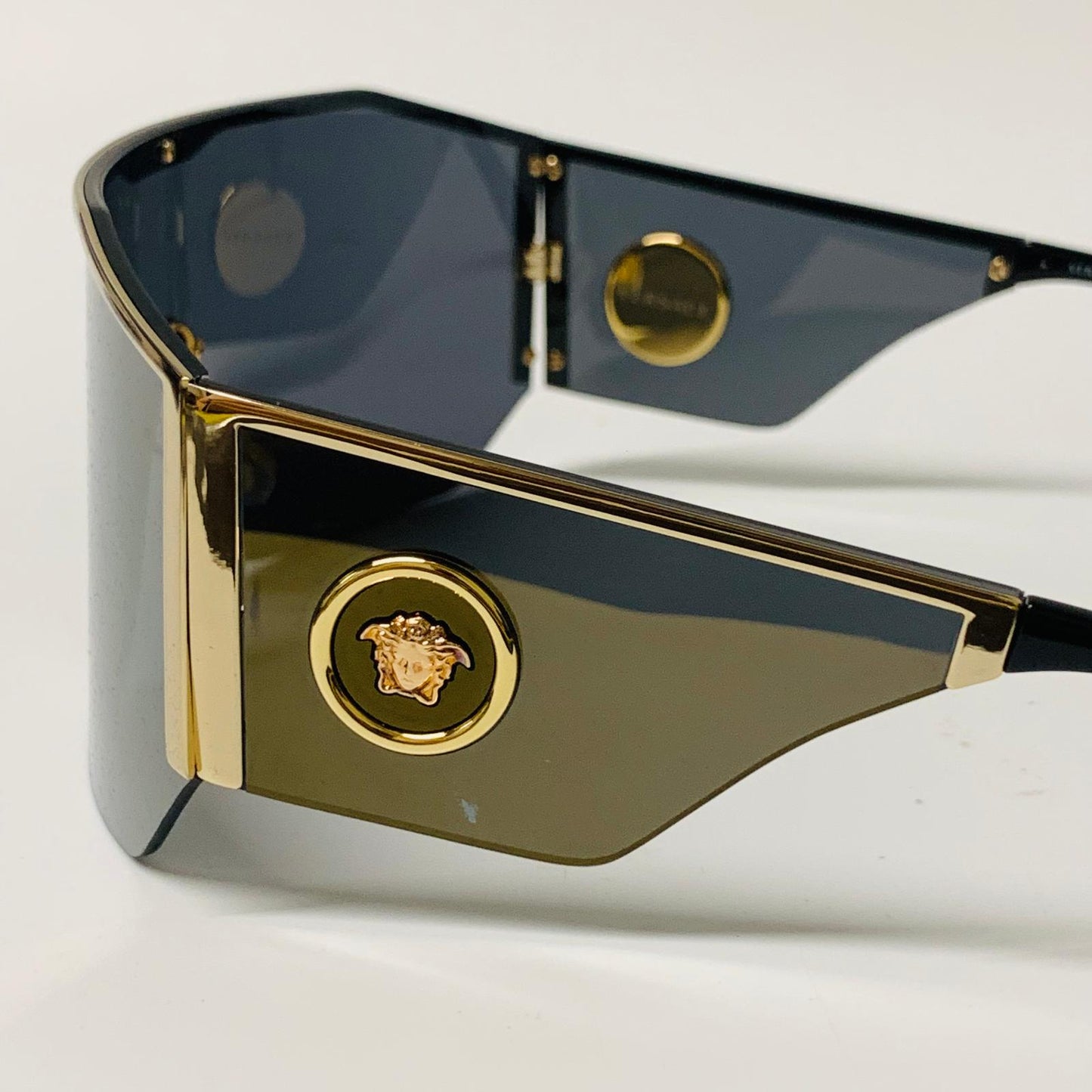 VERSACE Black Ladies  Shield Sunglasses Futuristic Mirror Medusa NEW