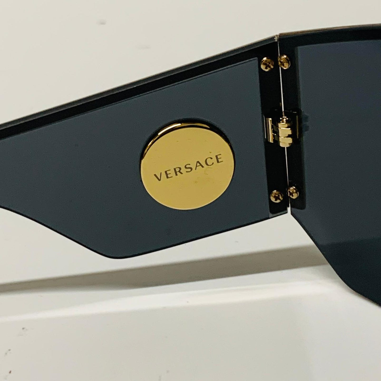 VERSACE Black Ladies  Shield Sunglasses Futuristic Mirror Medusa NEW
