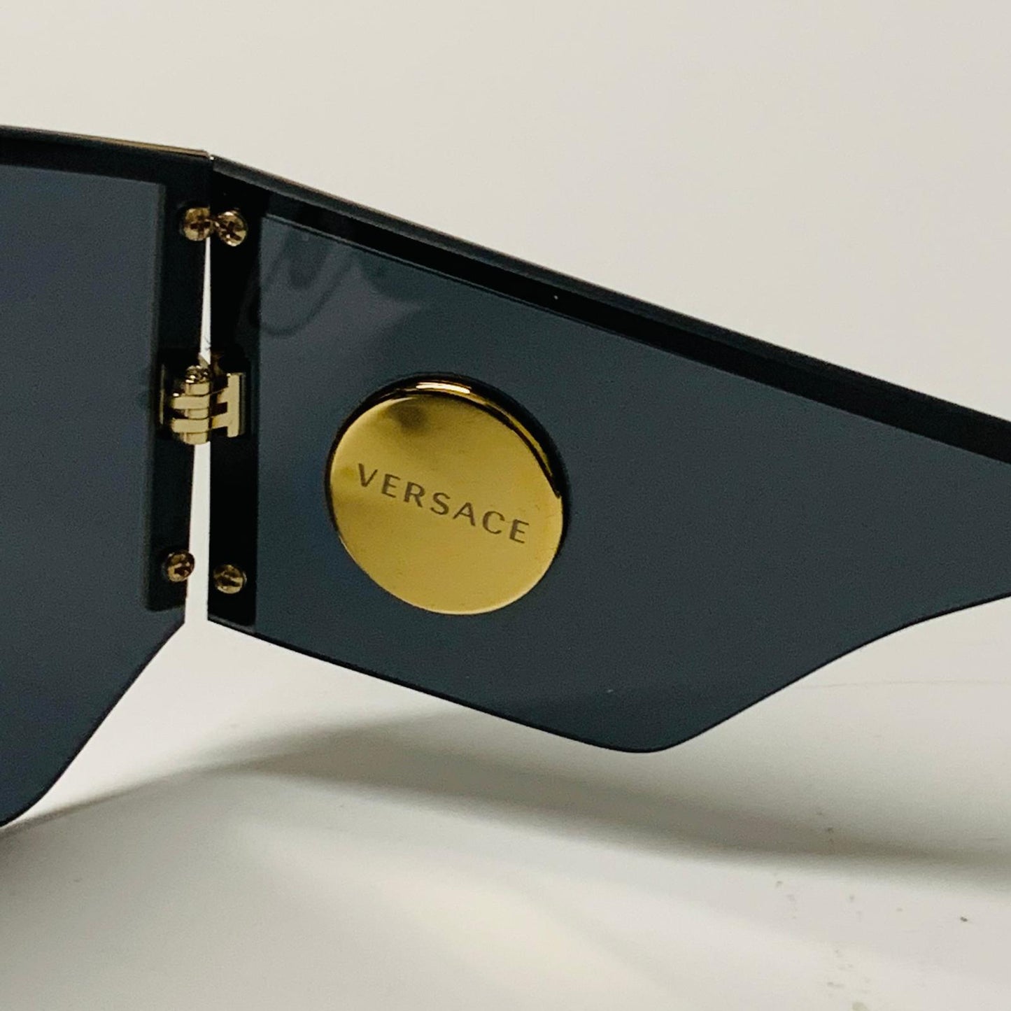 VERSACE Black Ladies  Shield Sunglasses Futuristic Mirror Medusa NEW