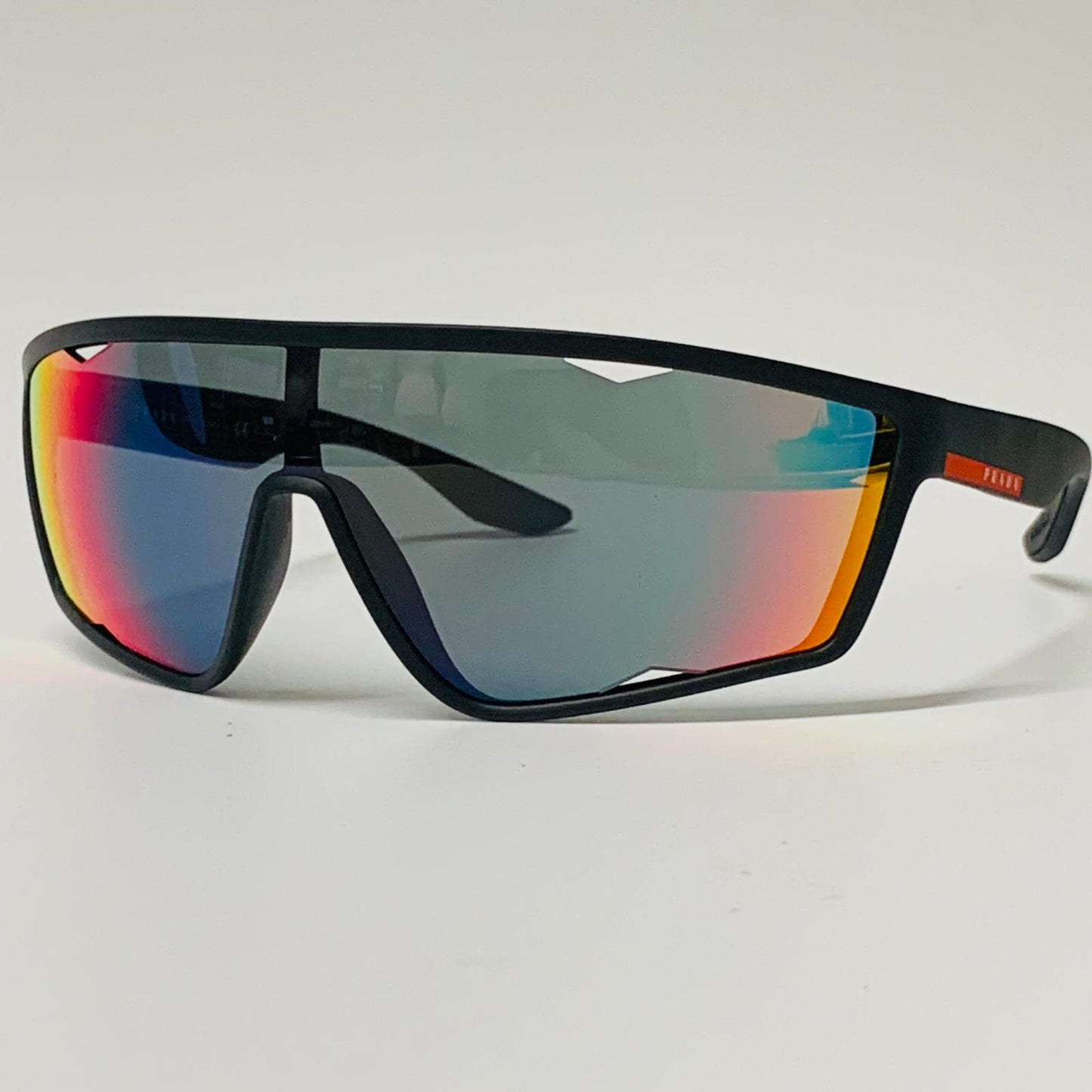 PRADA Black Ladies  Shield Sunglasses Multi Tonal Lens Visor Sports NEW
