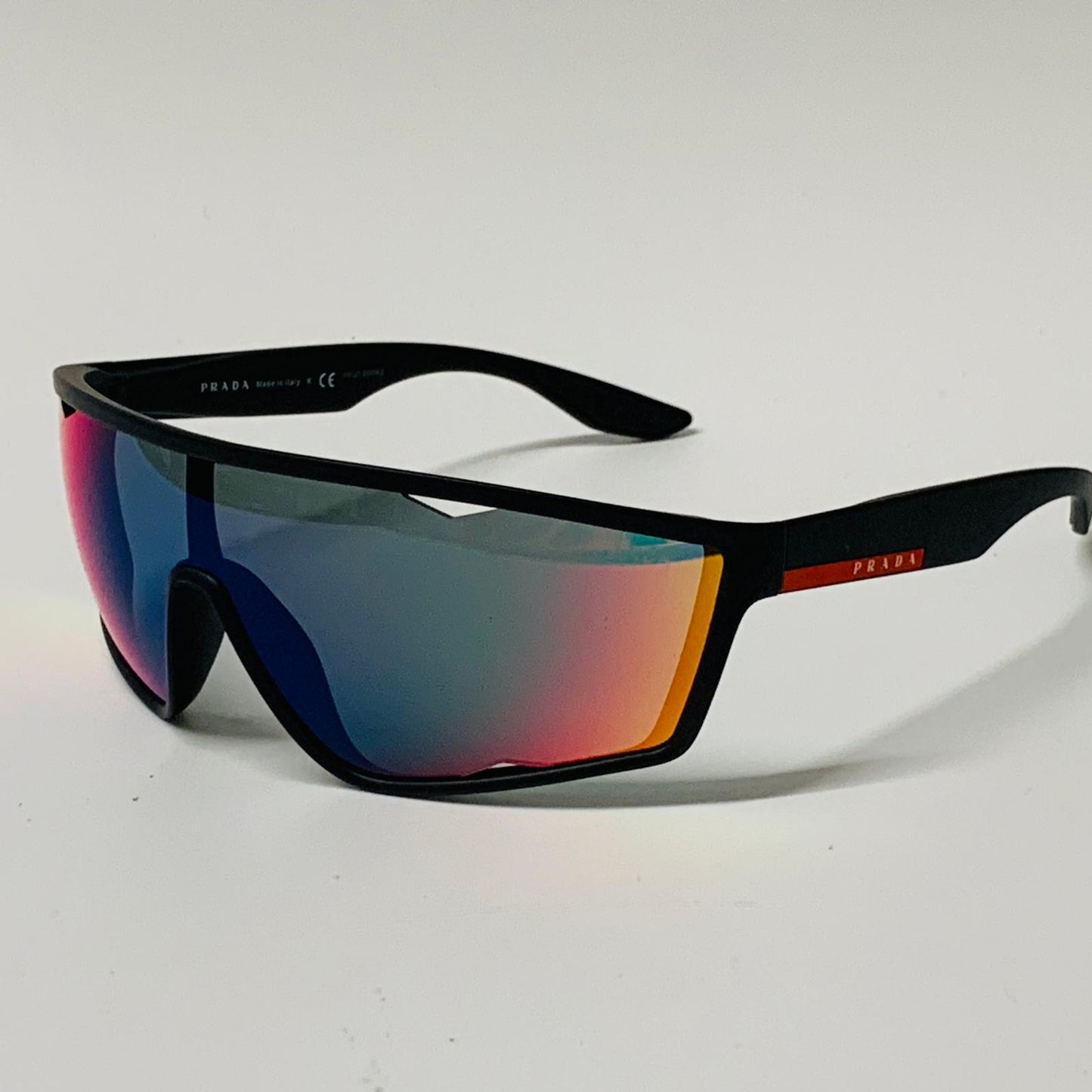 PRADA Black Ladies  Shield Sunglasses Multi Tonal Lens Visor Sports NEW