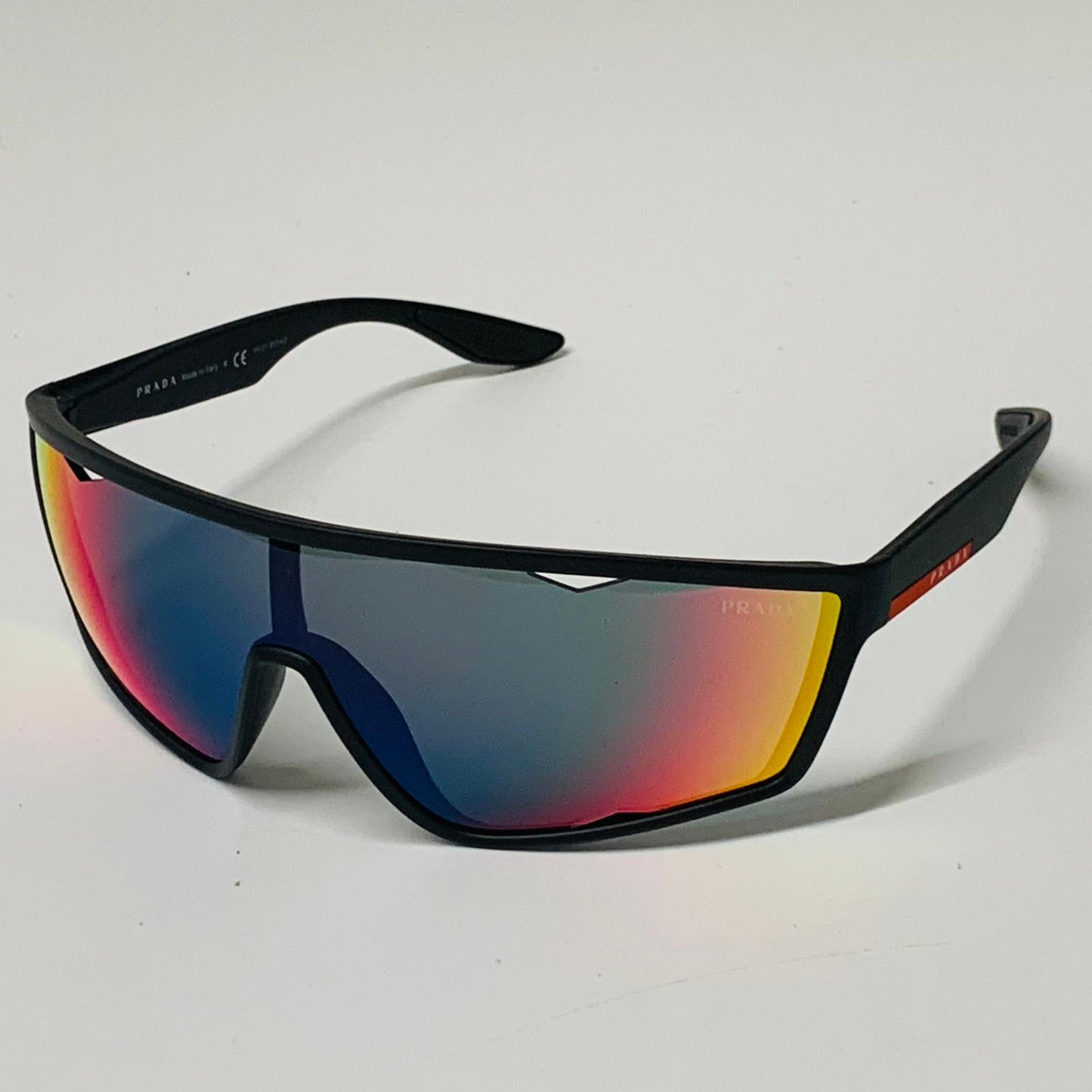 PRADA Black Ladies  Shield Sunglasses Multi Tonal Lens Visor Sports NEW