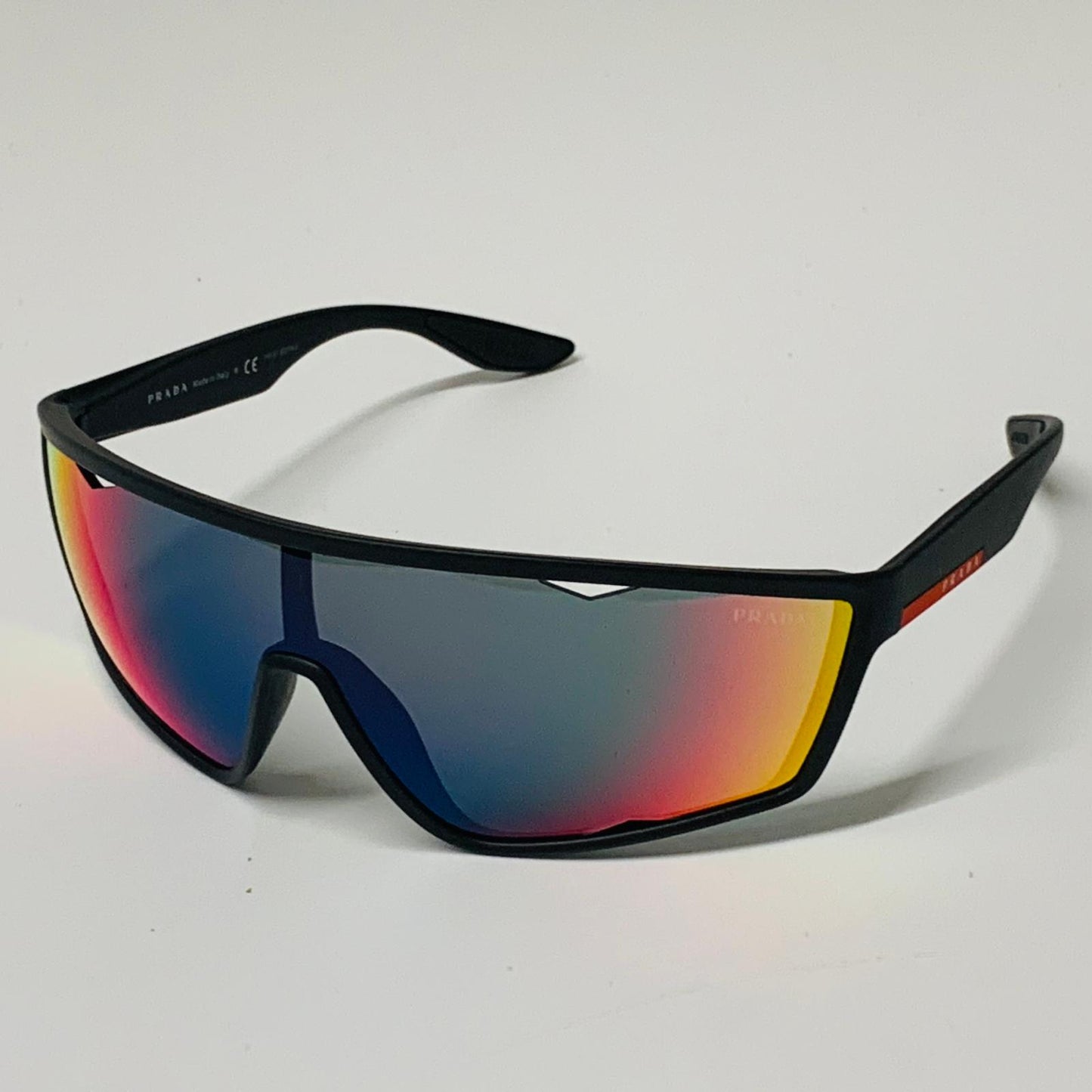 PRADA Black Ladies  Shield Sunglasses Multi Tonal Lens Visor Sports NEW