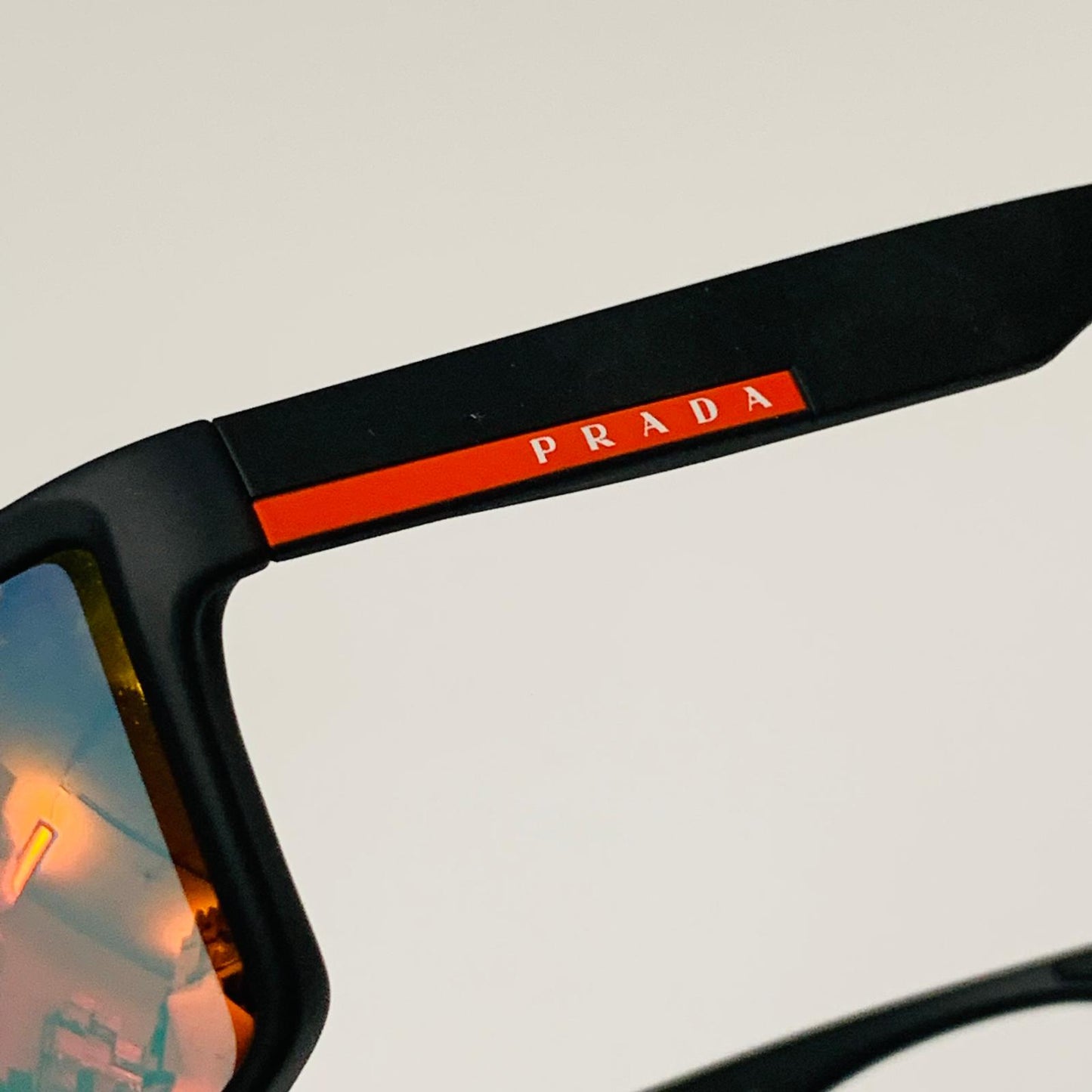PRADA Black Ladies  Shield Sunglasses Multi Tonal Lens Visor Sports NEW
