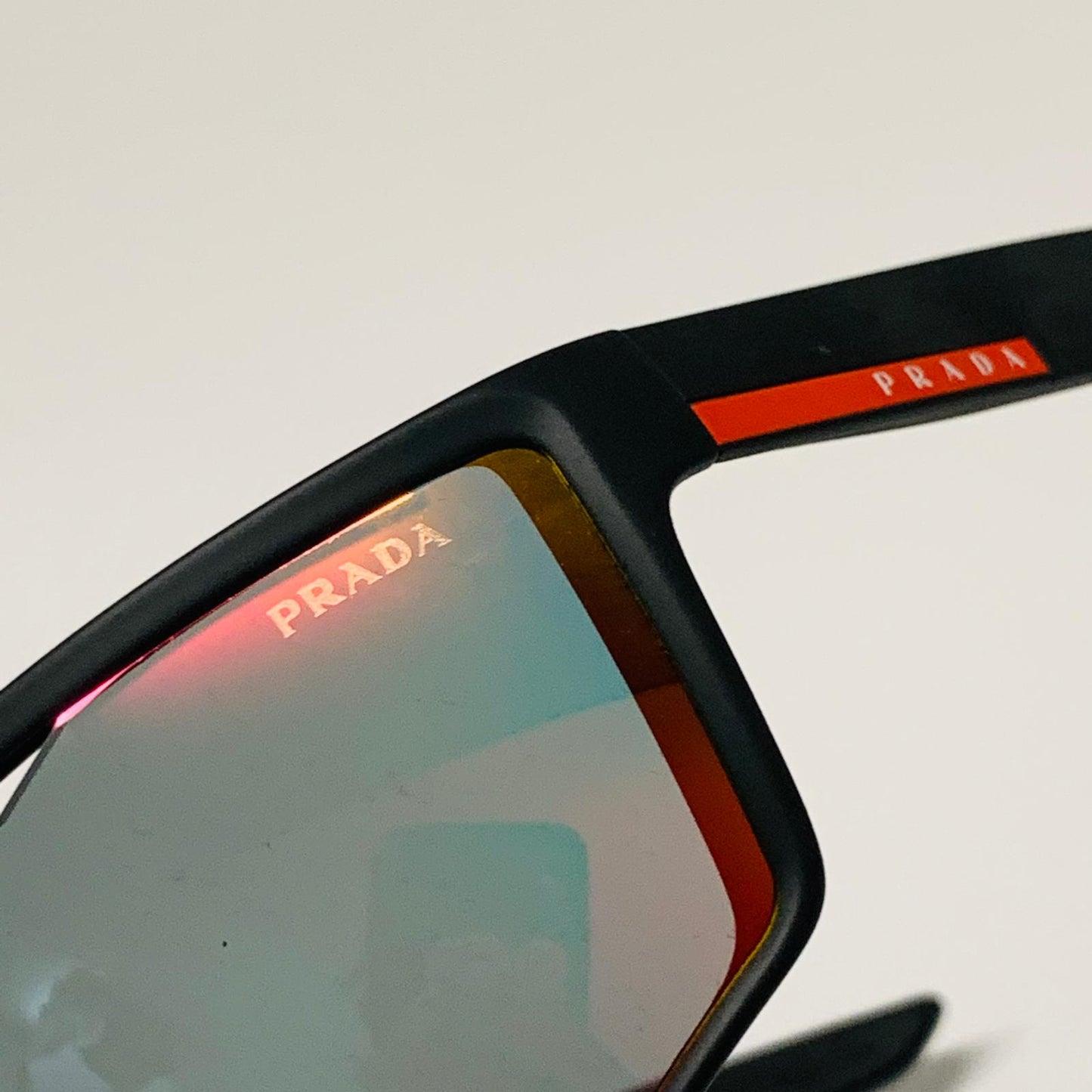 PRADA Black Ladies  Shield Sunglasses Multi Tonal Lens Visor Sports NEW