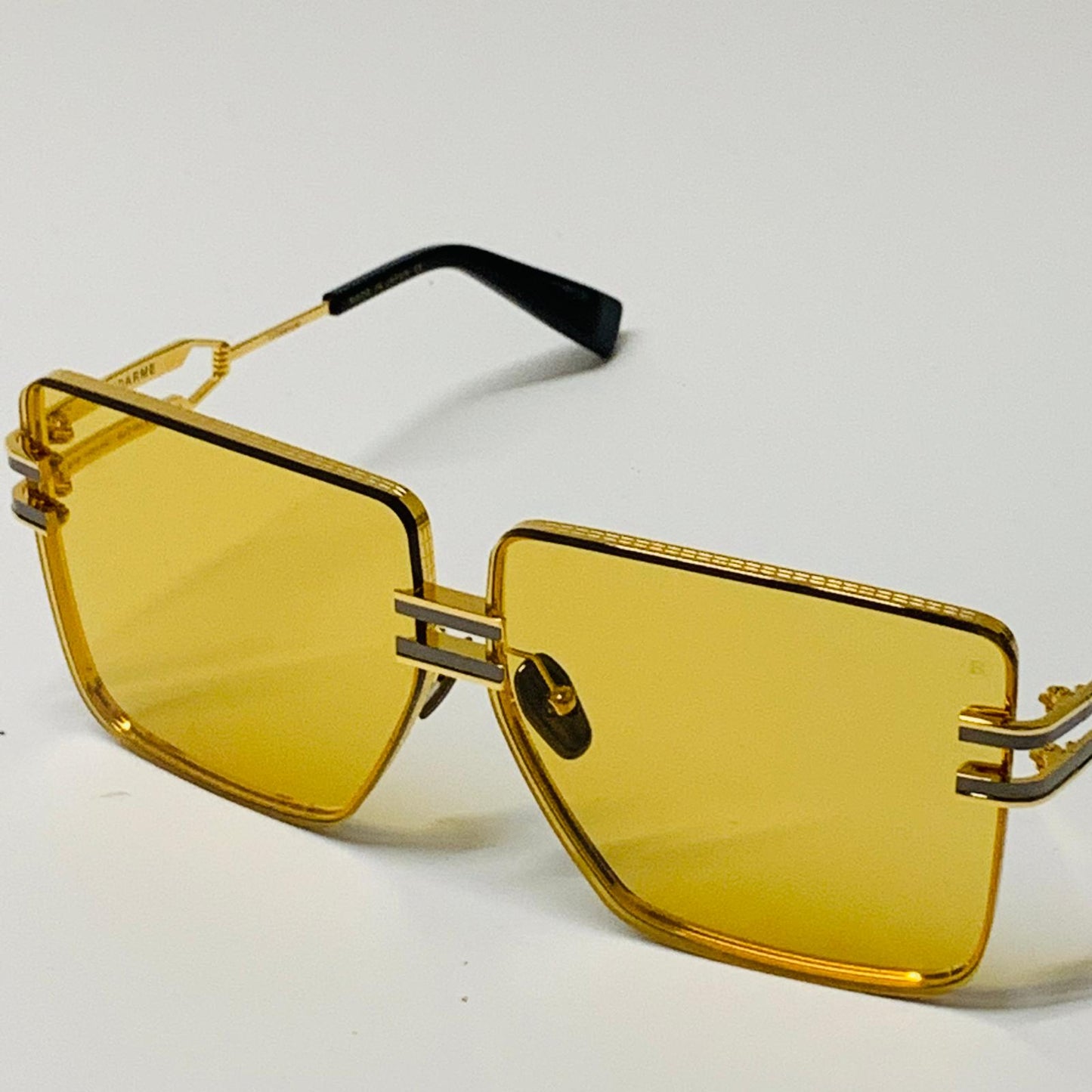 BALMAIN Gold Ladies  Rectangular Sunglasses Gendarme Sunnies Oversized NEW