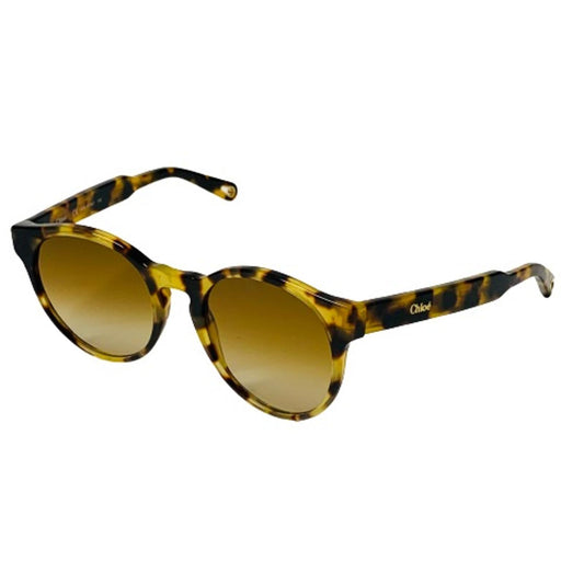 CHLOE Yellow Ladies  Round Sunglasses Tortoiseshell Yellow Lens NEW