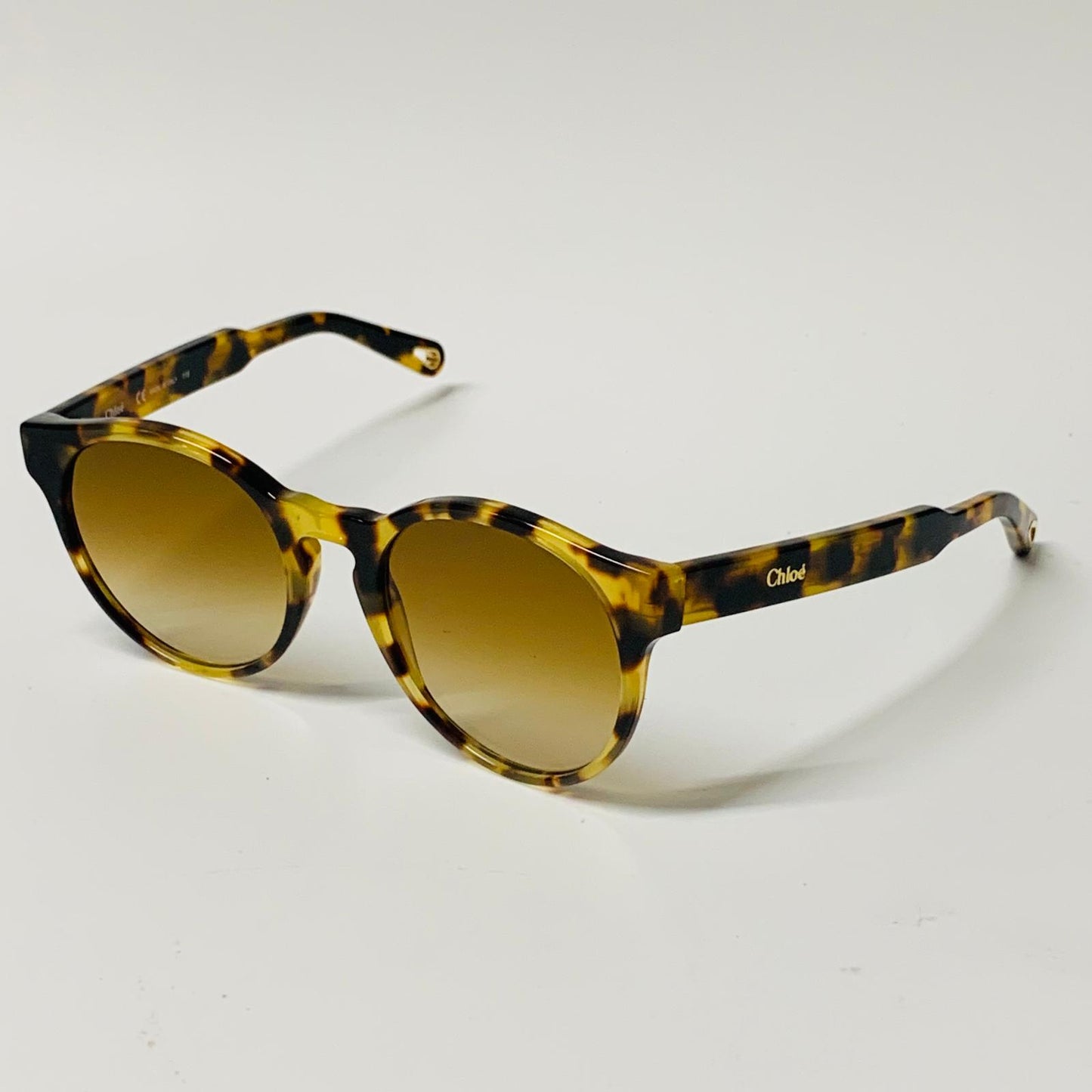 CHLOE Yellow Ladies  Round Sunglasses Tortoiseshell Yellow Lens NEW