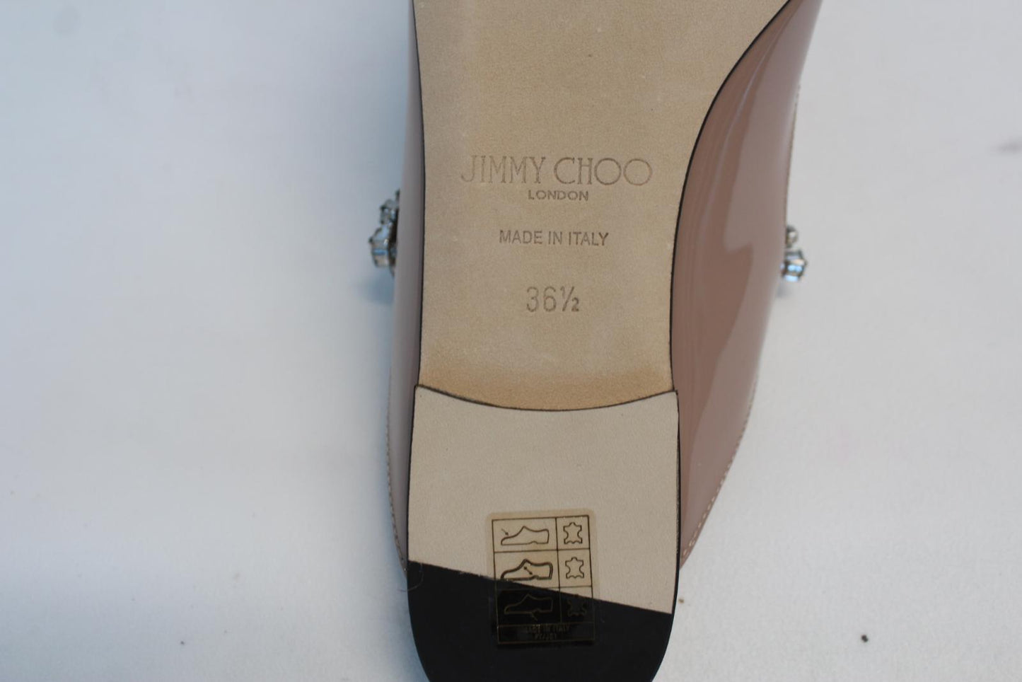 JIMMY CHOO Ladies Bing Flat Pink Patent Leather Crystal Mules EU36.5 UK3.5 NEW