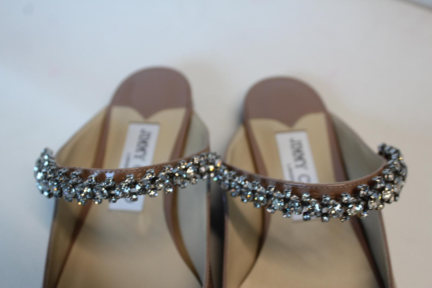 JIMMY CHOO Ladies Bing Flat Pink Patent Leather Crystal Mules EU36.5 UK3.5 NEW