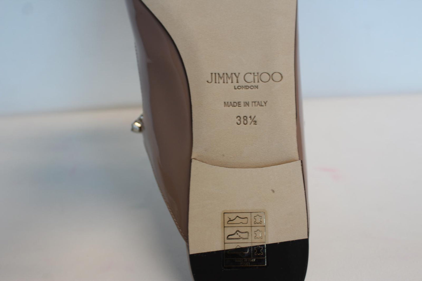JIMMY CHOO Ladies Bing Flat Pink Patent Leather Crystal Mules EU38.5 UK5.5 NEW