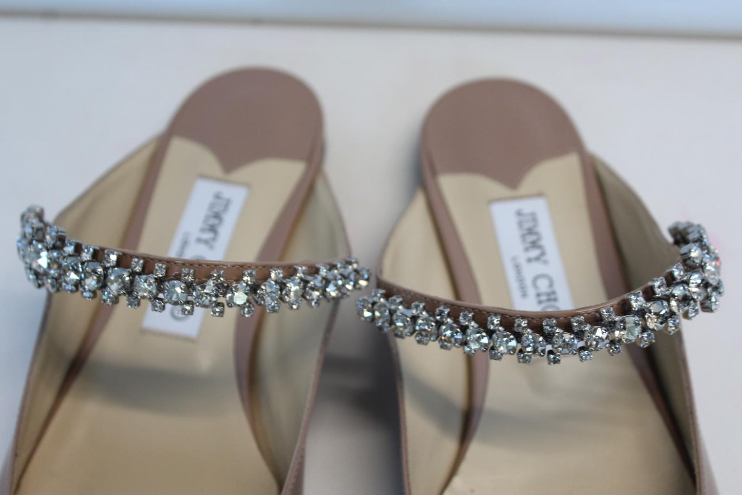 JIMMY CHOO Ladies Bing Flat Pink Patent Leather Crystal Mules EU39 UK6 NEW