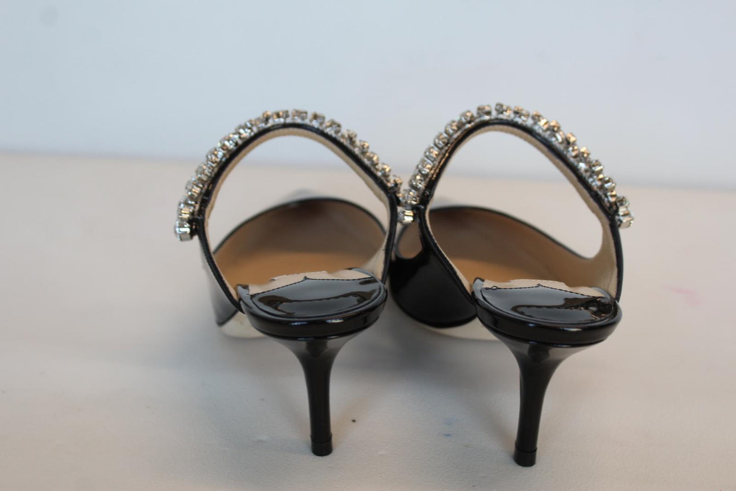 JIMMY CHOO Ladies Bing 65 Black Patent Leather Crystal Mules EU34 UK1 NEW