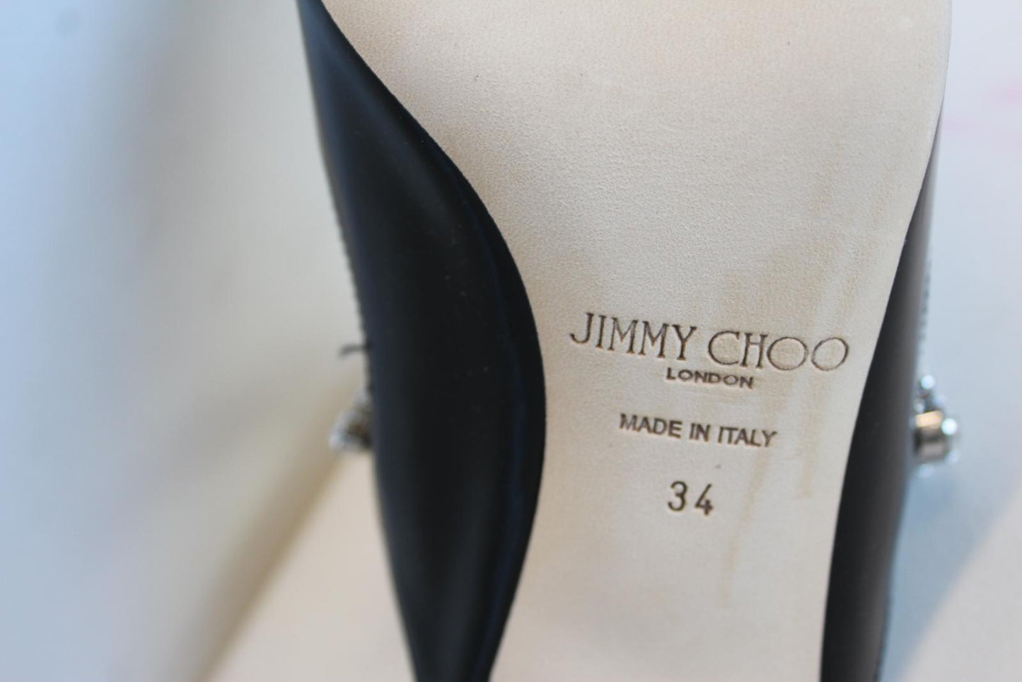 JIMMY CHOO Ladies Bing 65 Black Patent Leather Crystal Mules EU34 UK1 NEW