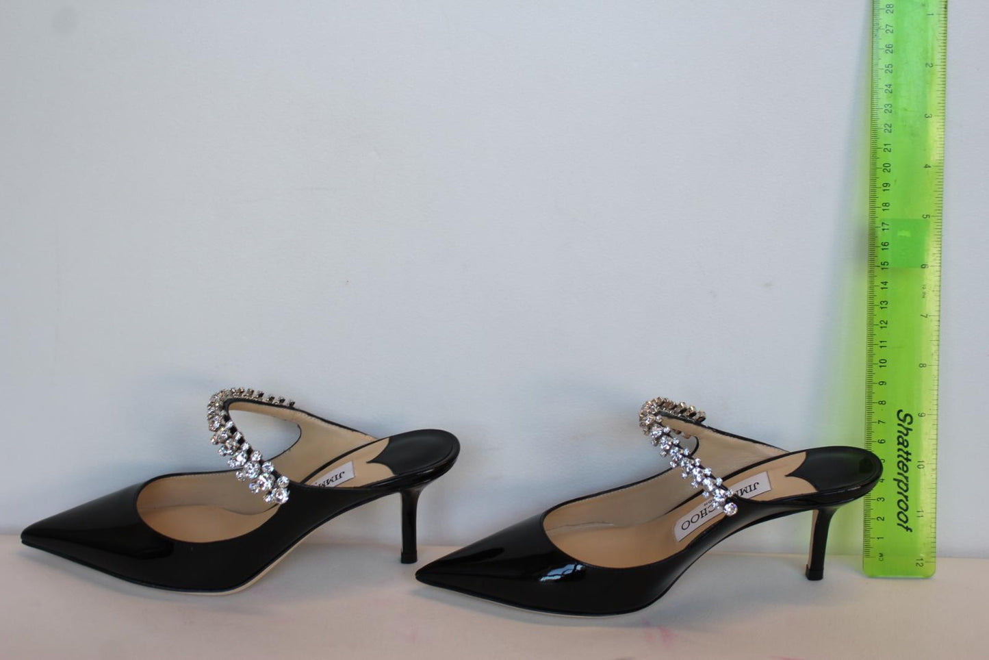 JIMMY CHOO Ladies Bing 65 Black Patent Leather Crystal Mules EU34 UK1 NEW