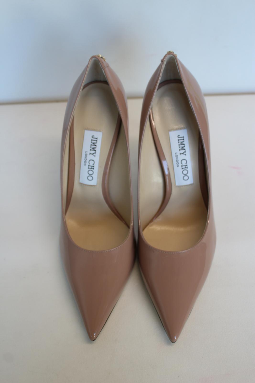 JIMMY CHOO Ladies Love 100 Patent Leather Court Shoes Ballet Pink EU38 UK5 NEW