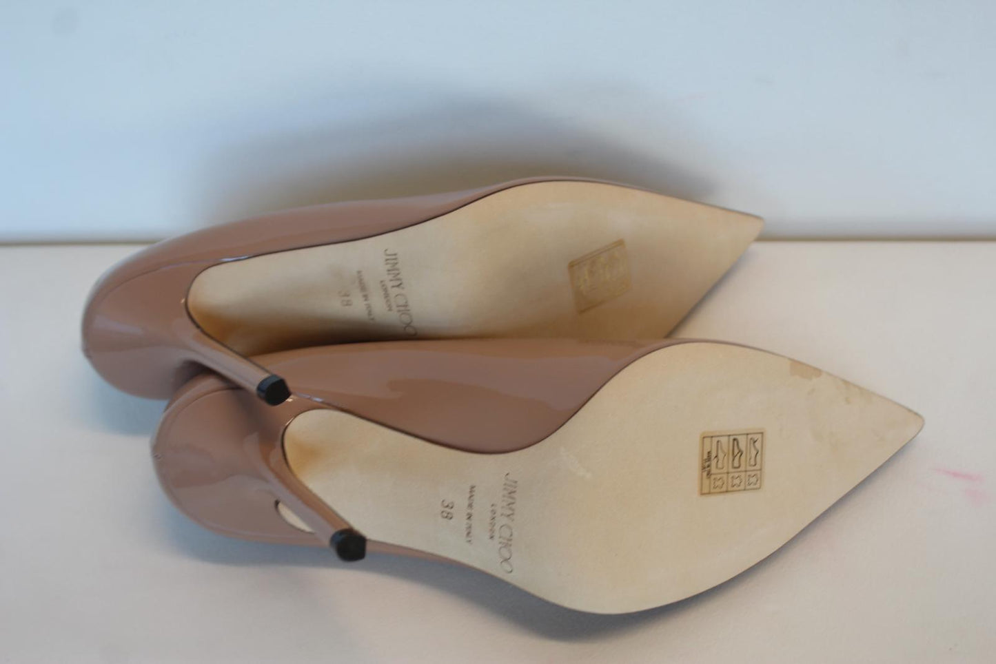 JIMMY CHOO Ladies Love 100 Patent Leather Court Shoes Ballet Pink EU38 UK5 NEW