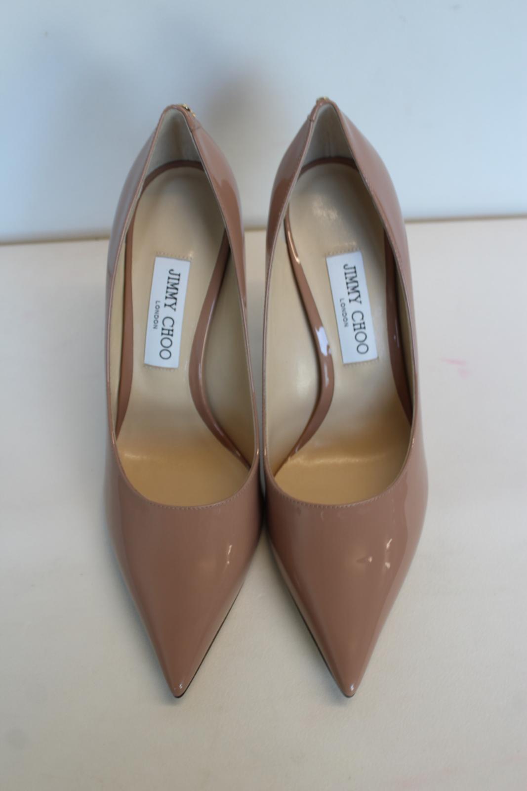 JIMMY CHOO Ladies Love 100 Patent Leather Court Shoes Ballet Pink EU40 UK7 NEW