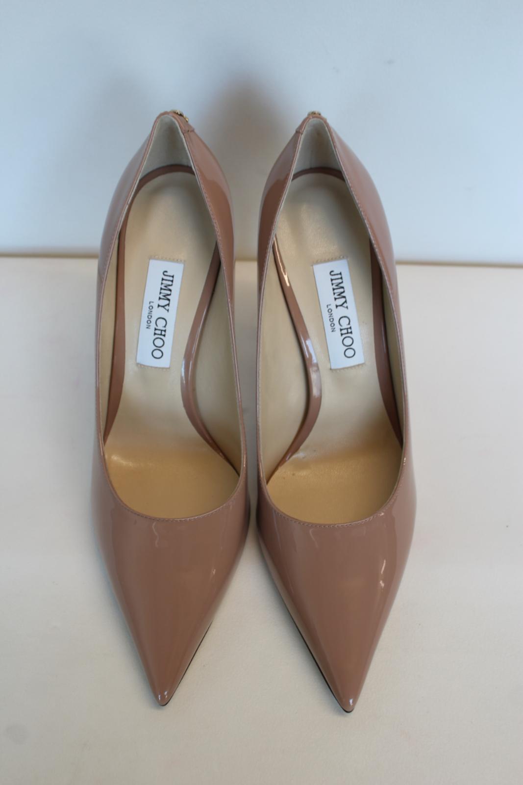 JIMMY CHOO Ladies Love 100 Patent Leather Court Shoes Ballet Pink EU41 UK8 NEW