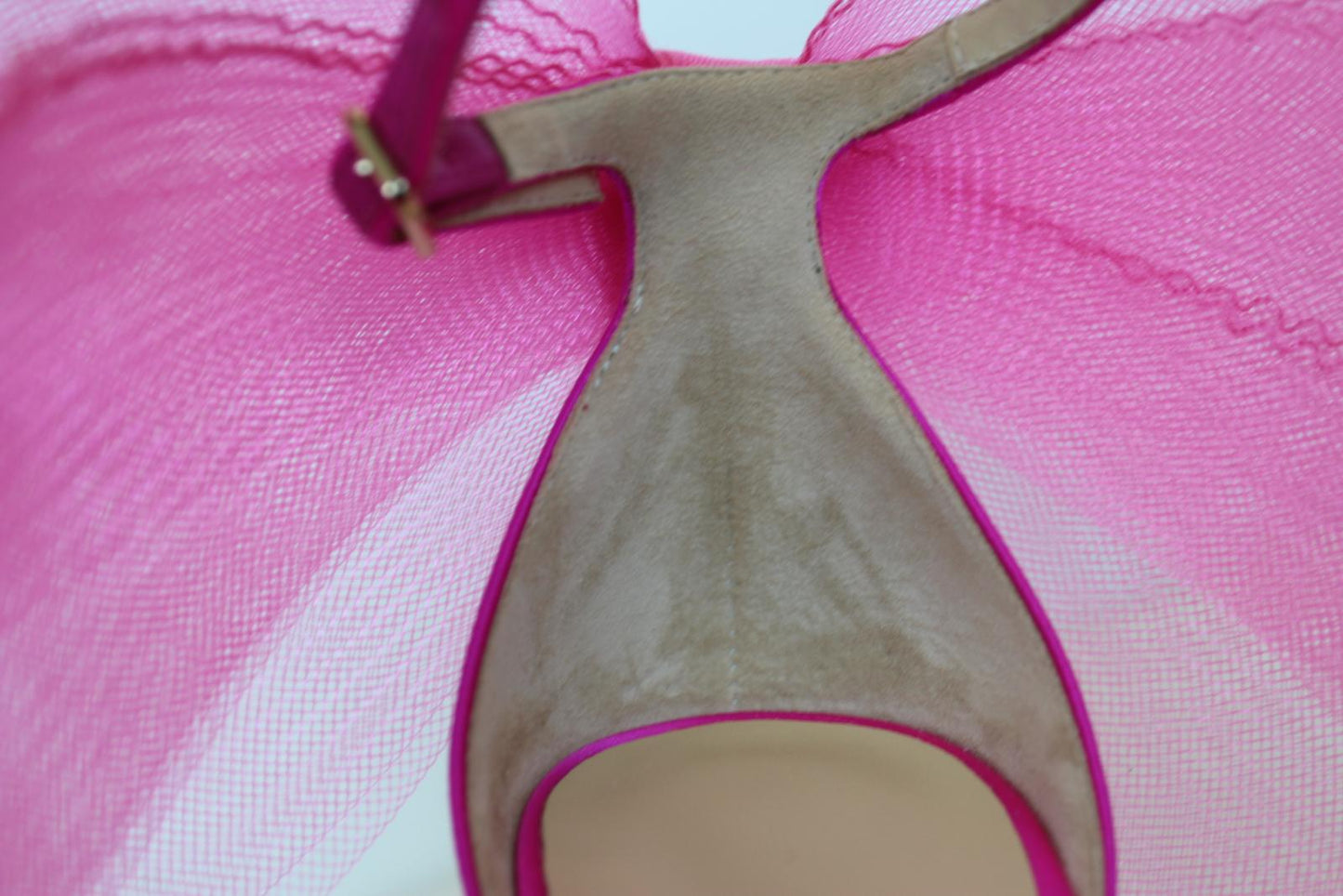 JIMMY CHOO Ladies Aveline 100 Bow Satin Sandals Fuchsia Pink EU37 UK4 NEW