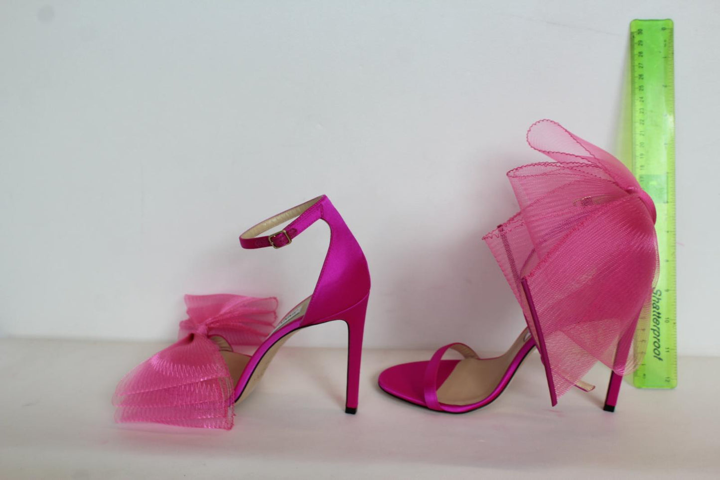 JIMMY CHOO Ladies Aveline 100 Bow Satin Sandals Fuchsia Pink EU39 UK6 NEW