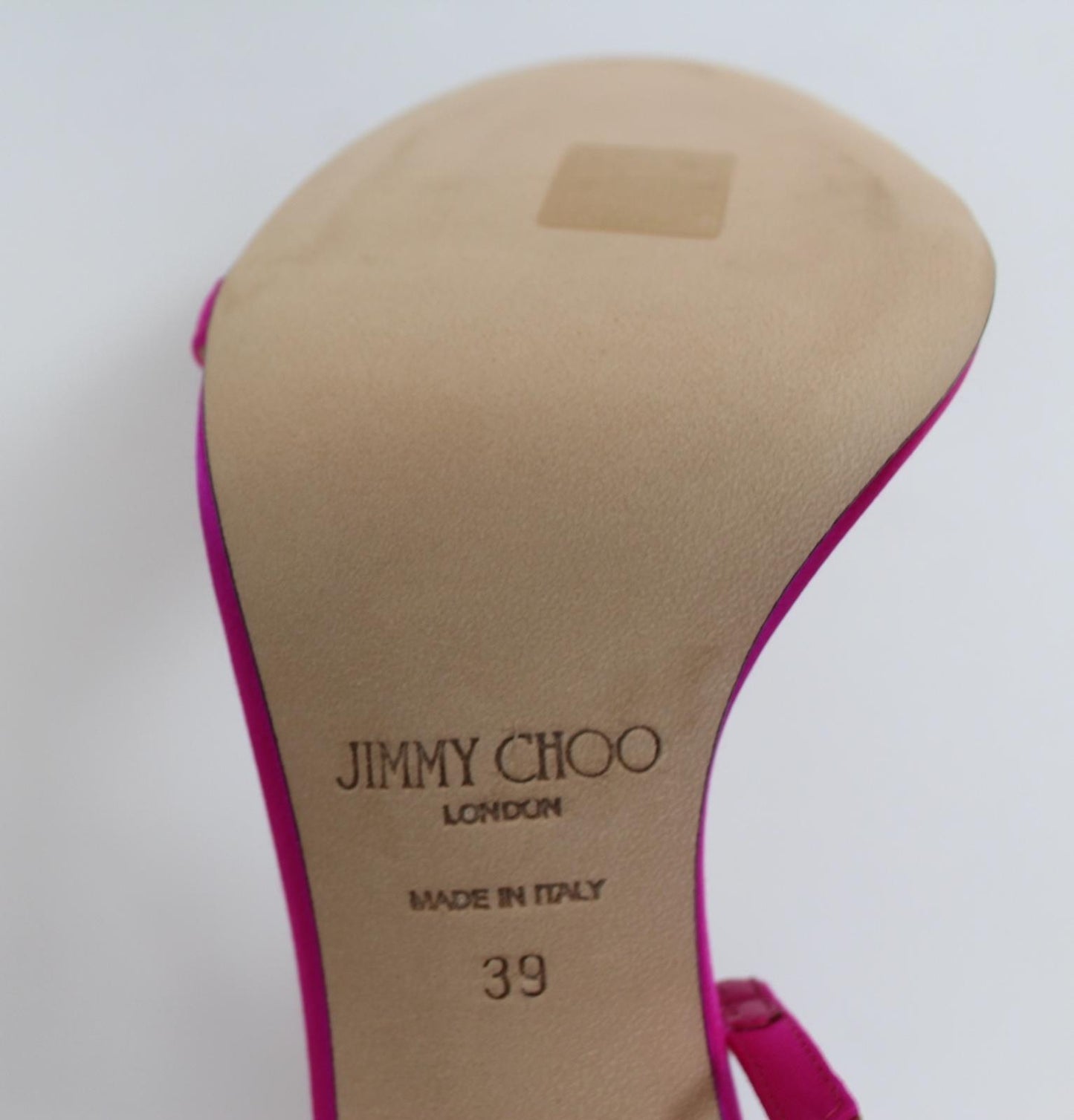 JIMMY CHOO Ladies Aveline 100 Bow Satin Sandals Fuchsia Pink EU39 UK6 NEW