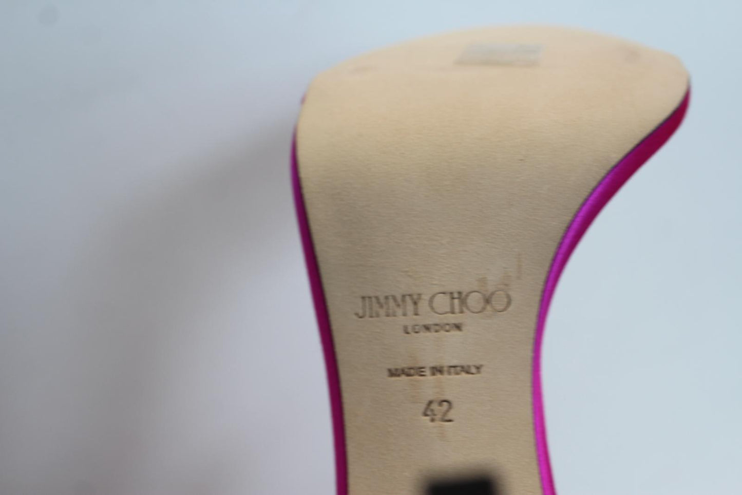 JIMMY CHOO Ladies Aveline 100 Bow Satin Sandals Fuchsia Pink EU42 UK9 NEW