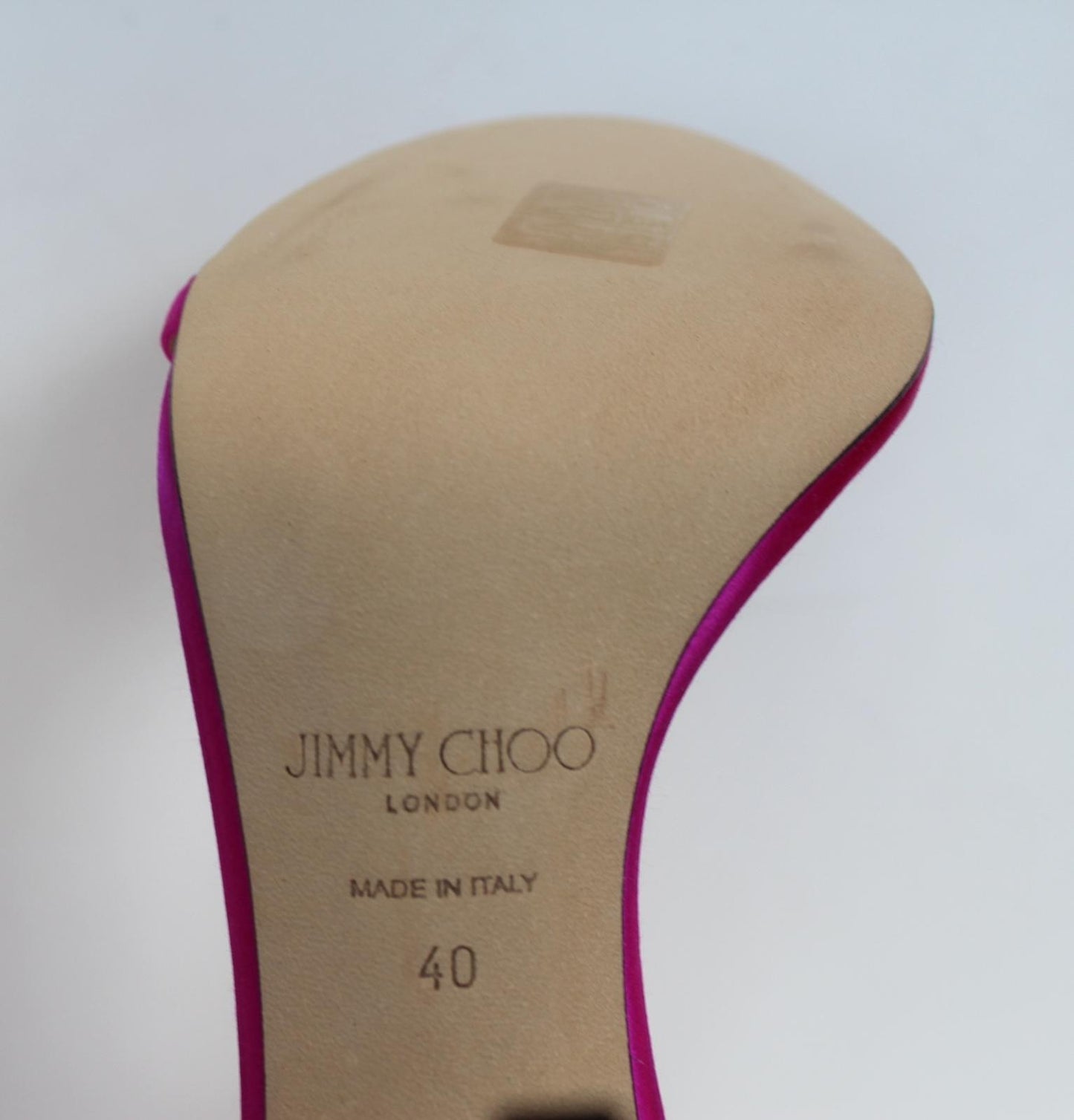 JIMMY CHOO Ladies Aveline 100 Bow Satin Sandals Fuchsia Pink EU40 UK7 NEW