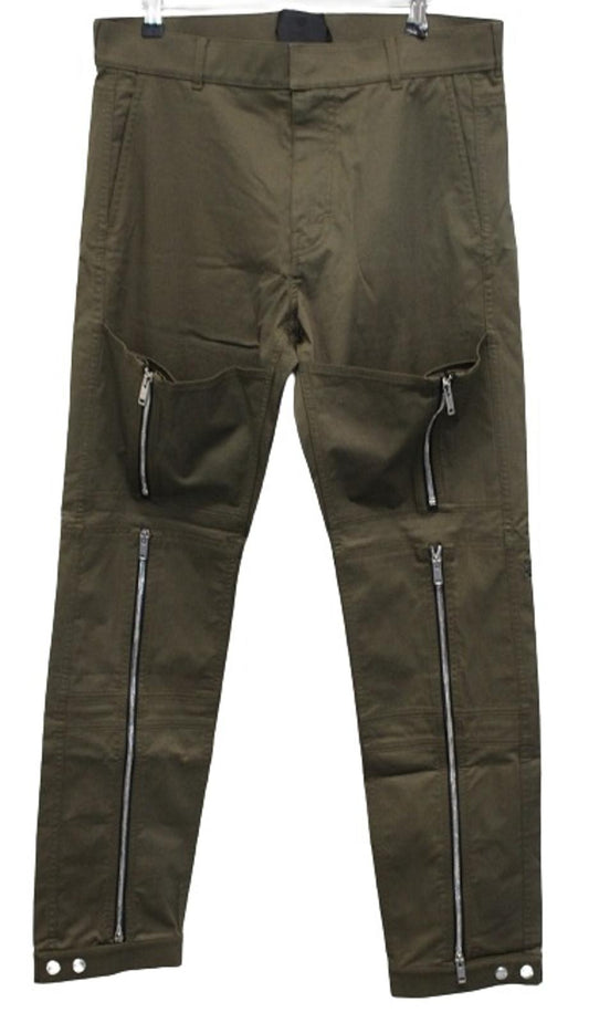 GIVENCHY Men's Dark Khaki Green Zip Detail Trousers EU50 UK40/M W34 L32 NEW