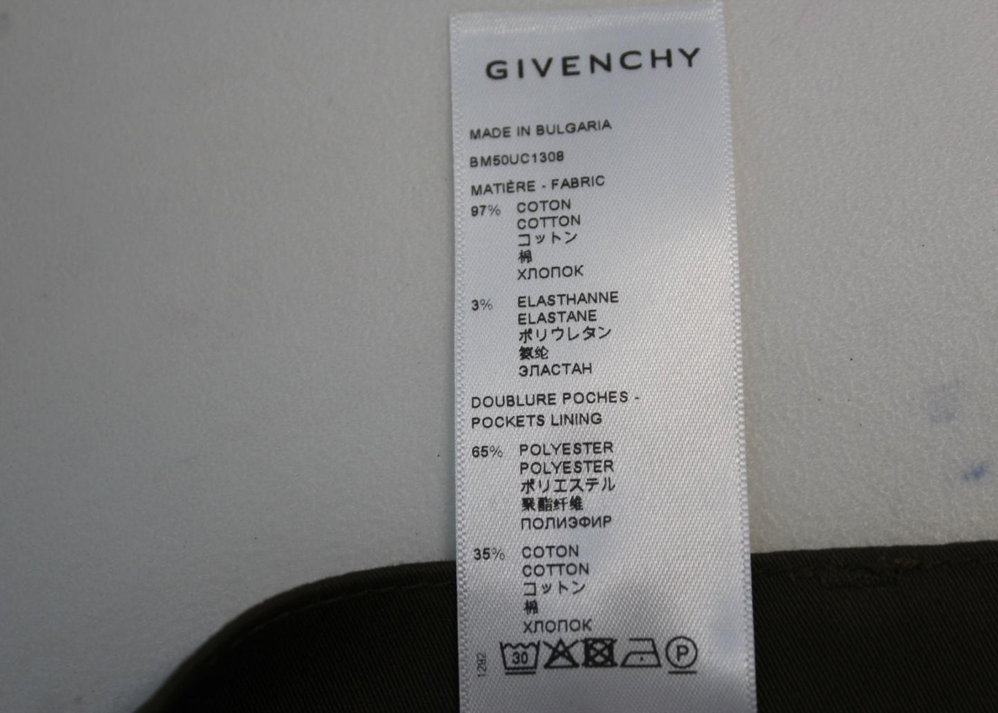 GIVENCHY Men's Dark Khaki Green Zip Detail Trousers EU50 UK40/M W34 L32 NEW