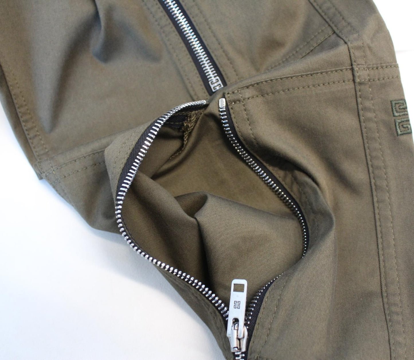 GIVENCHY Men's Dark Khaki Green Zip Detail Trousers EU50 UK40/M W34 L32 NEW