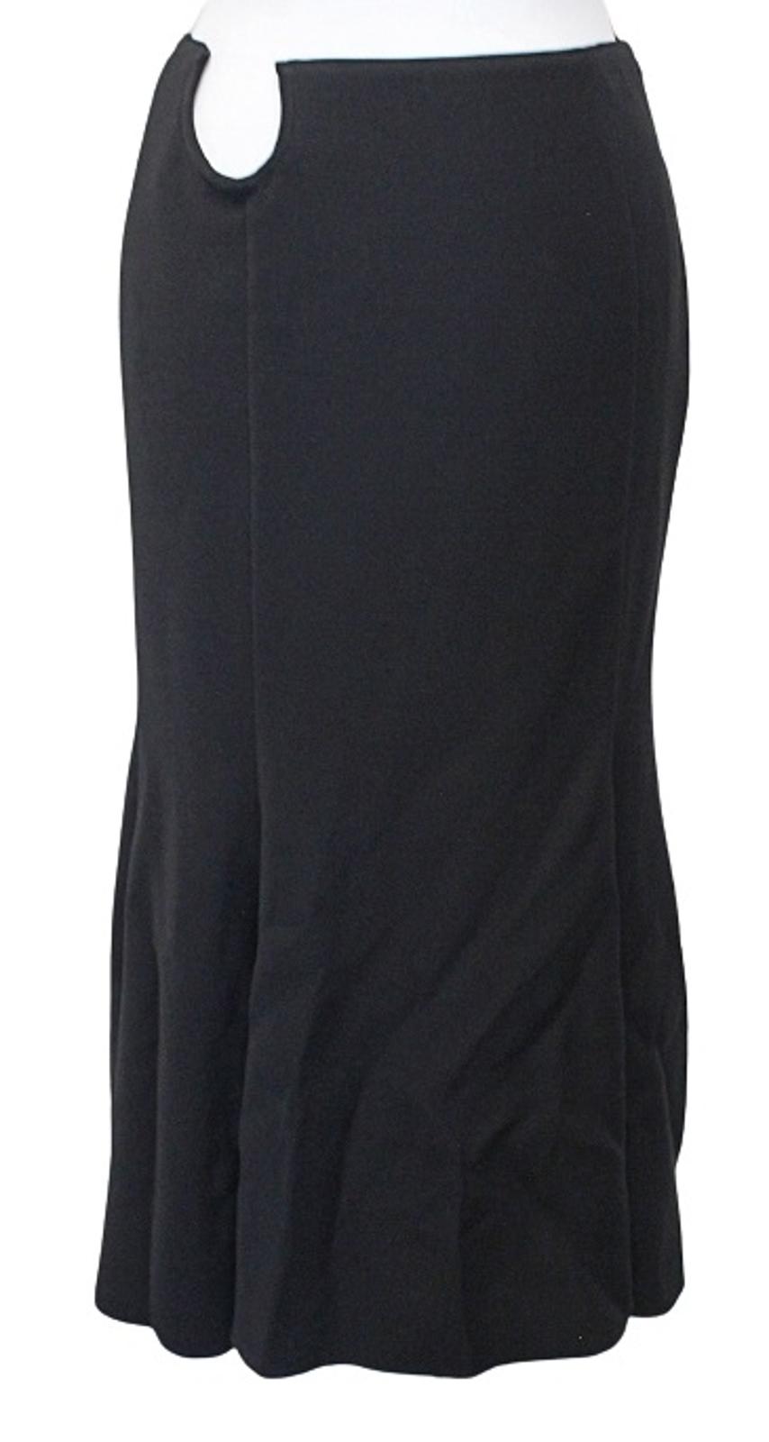 VERSACE Ladies Black Cut-Out Waist Detail Side Zip Flare Midi Skirt IT40 UK8 NEW