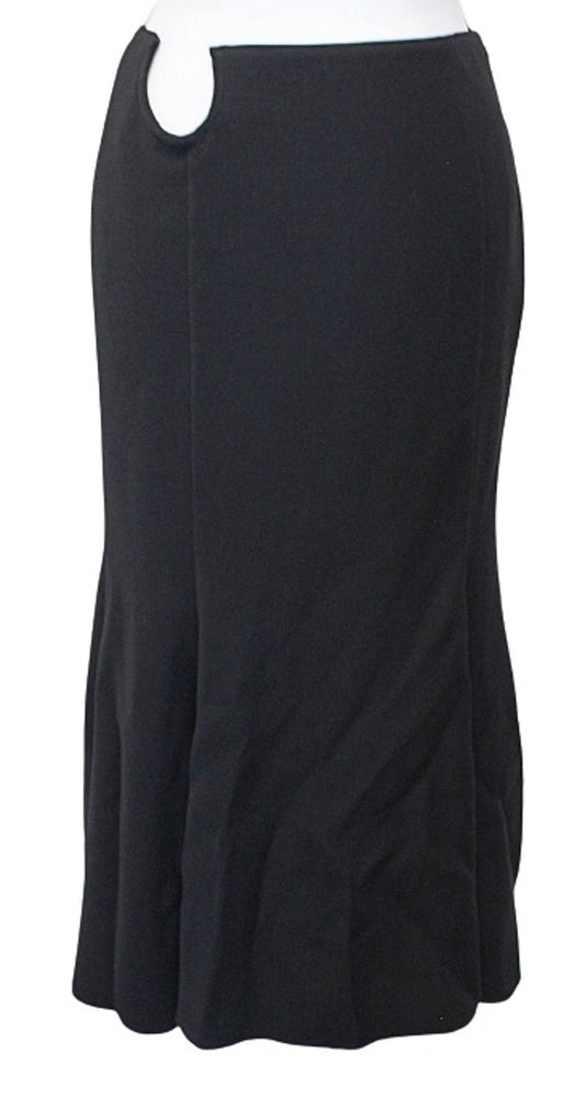 VERSACE Ladies Black Cut-Out Waist Detail Side Zip Flare Midi Skirt IT40 UK8 NEW