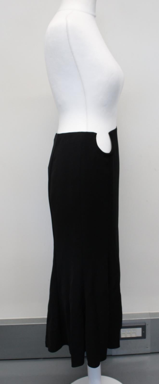 VERSACE Ladies Black Cut-Out Waist Detail Side Zip Flare Midi Skirt IT40 UK8 NEW