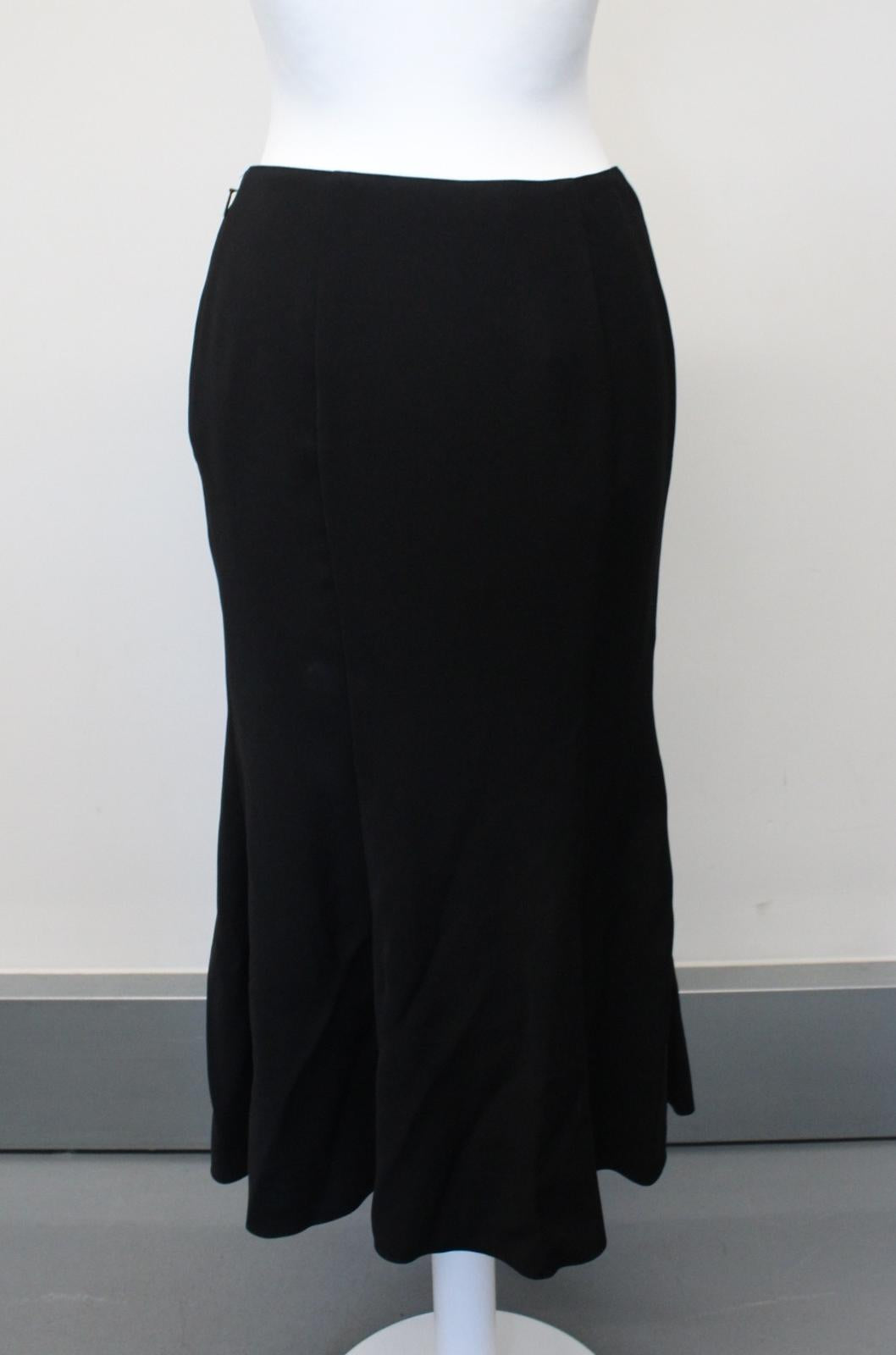 VERSACE Ladies Black Cut-Out Waist Detail Side Zip Flare Midi Skirt IT40 UK8 NEW