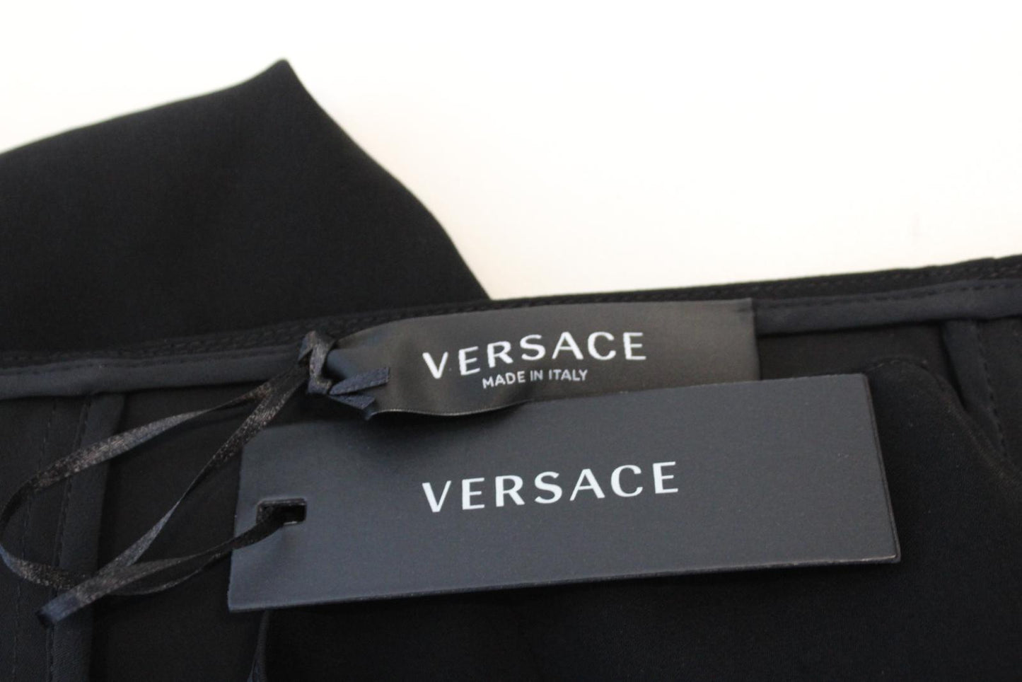 VERSACE Ladies Black Cut-Out Waist Detail Side Zip Flare Midi Skirt IT40 UK8 NEW