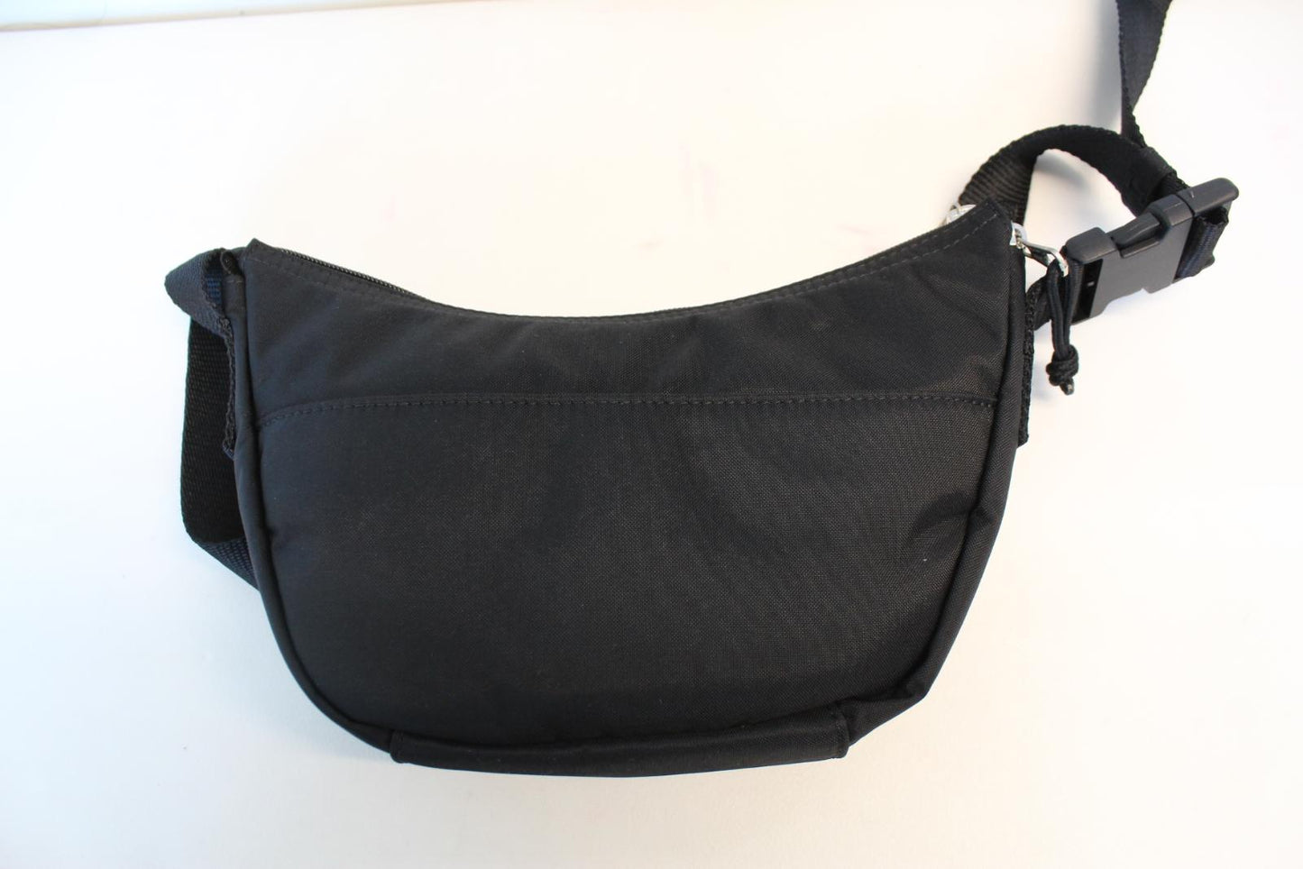 BALENCIAGA Ladies Black White Nylon Wheel Sling Logo Zip Shoulder Bag OS NEW