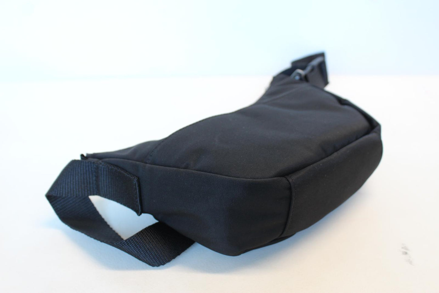 BALENCIAGA Ladies Black White Nylon Wheel Sling Logo Zip Shoulder Bag OS NEW