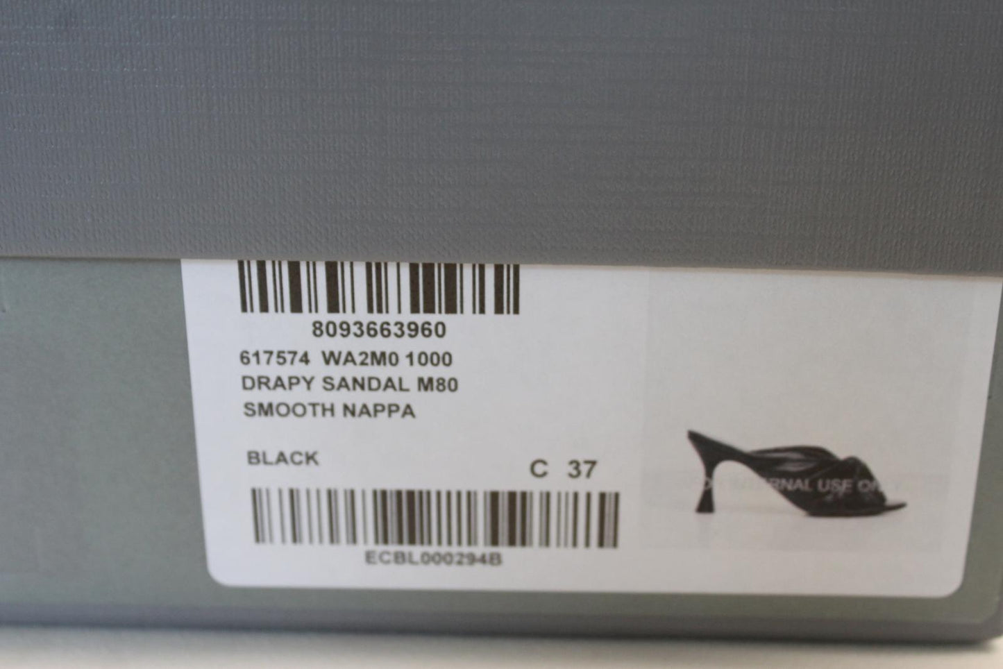BALENCIAGA Ladies Black Leather Drapy Heels Mules Sandals Shoes EU37 UK4 NEW