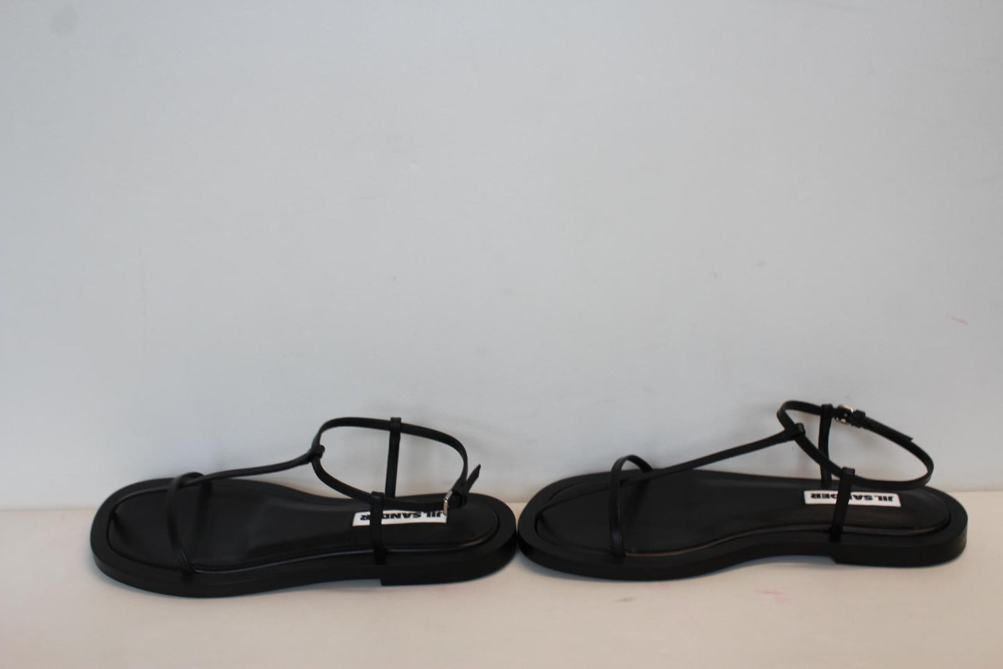 JIL SANDER Ladies Black Leather T-Strap Caged Flat Sandals EU36.5 UK3.5 NEW