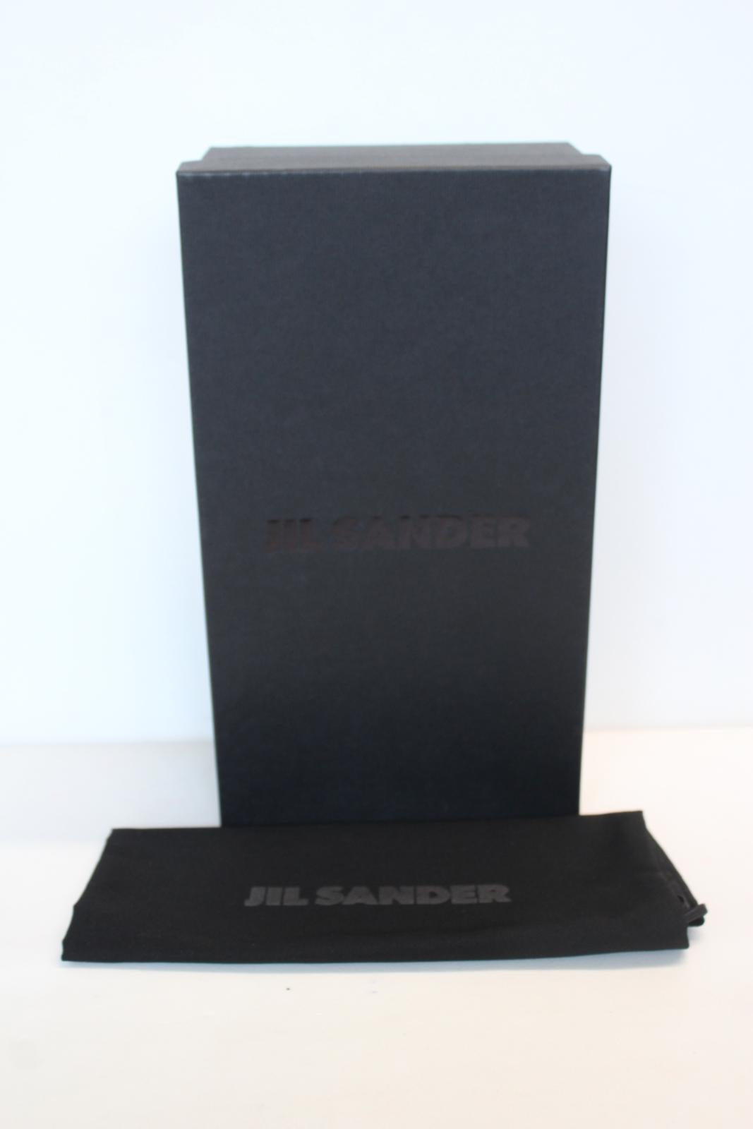JIL SANDER Ladies Black Leather T-Strap Caged Flat Sandals EU36.5 UK3.5 NEW