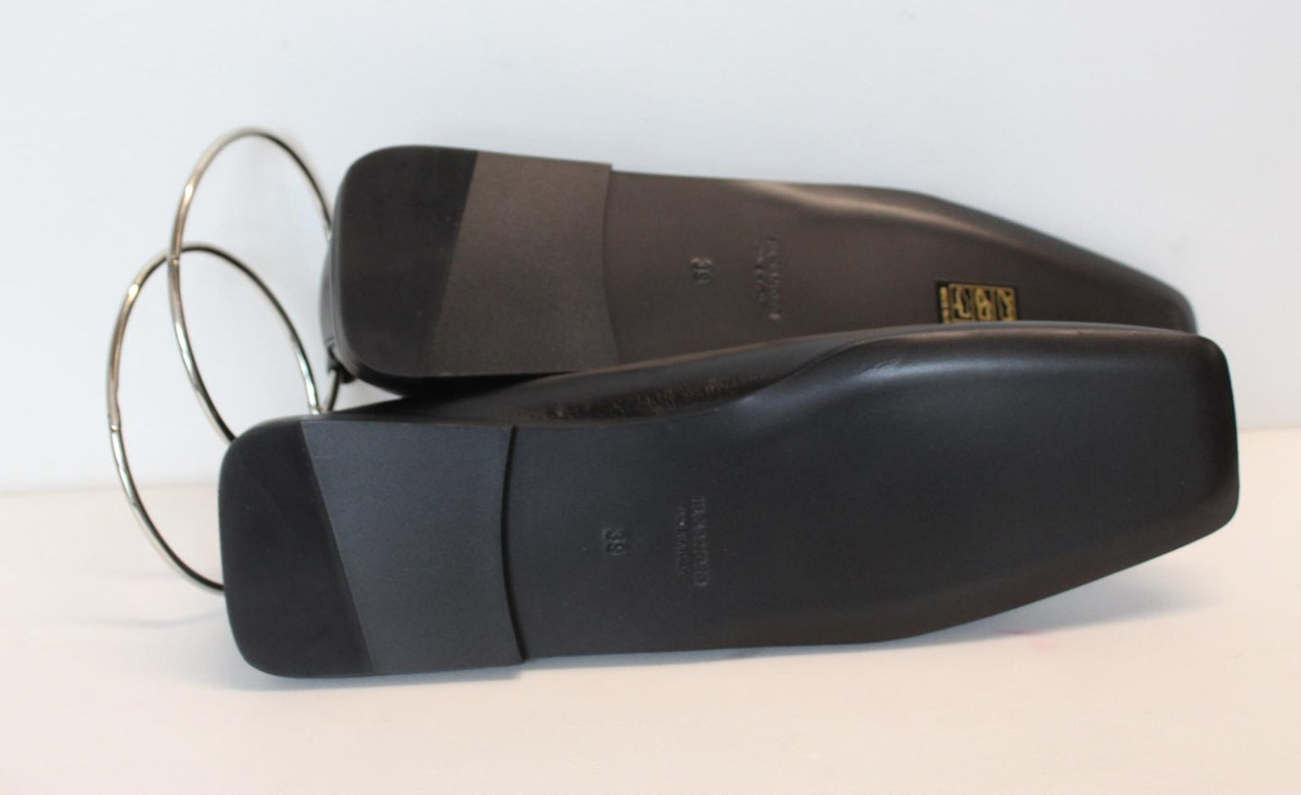 JIL SANDER Ladies Black Leather Whipstitch Anklet Ballet Flat Shoes EU39 UK6 NEW