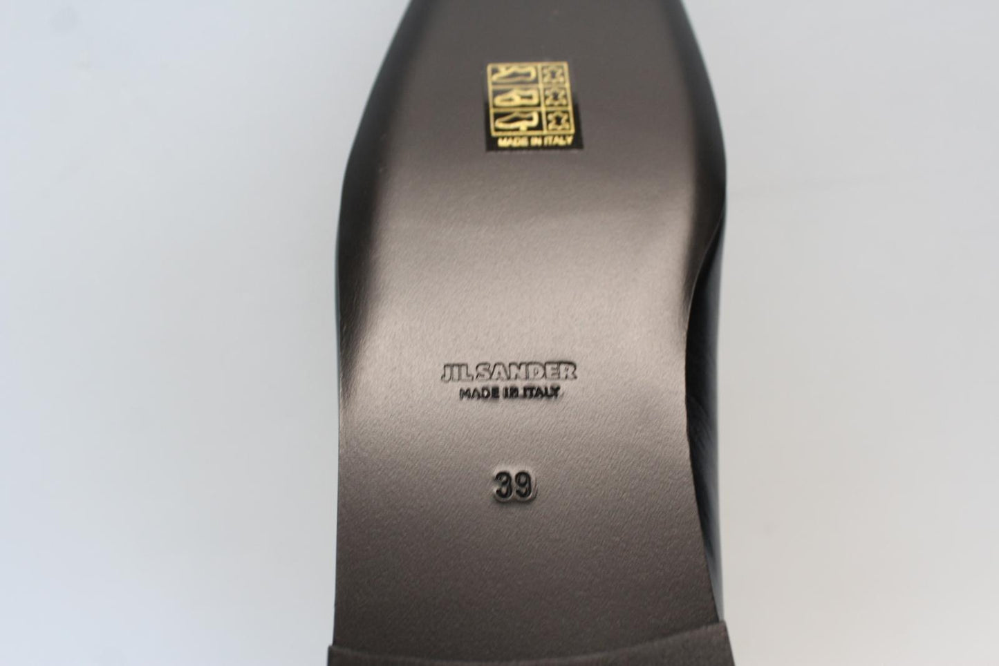 JIL SANDER Ladies Black Leather Whipstitch Anklet Ballet Flat Shoes EU39 UK6 NEW