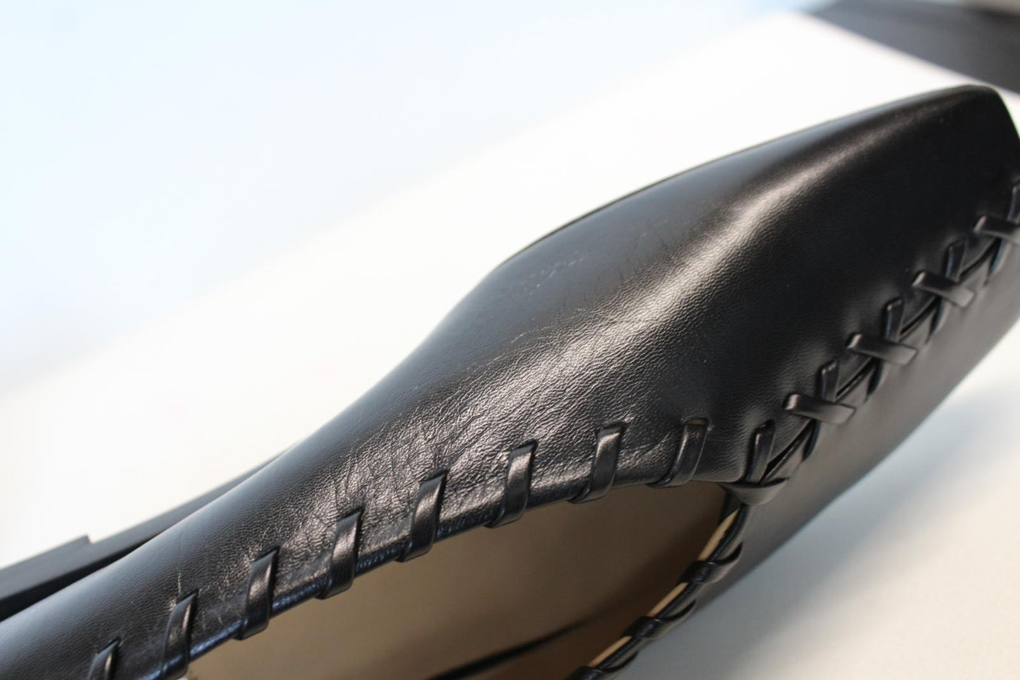 JIL SANDER Ladies Black Leather Whipstitch Anklet Ballet Flat Shoes EU39 UK6 NEW