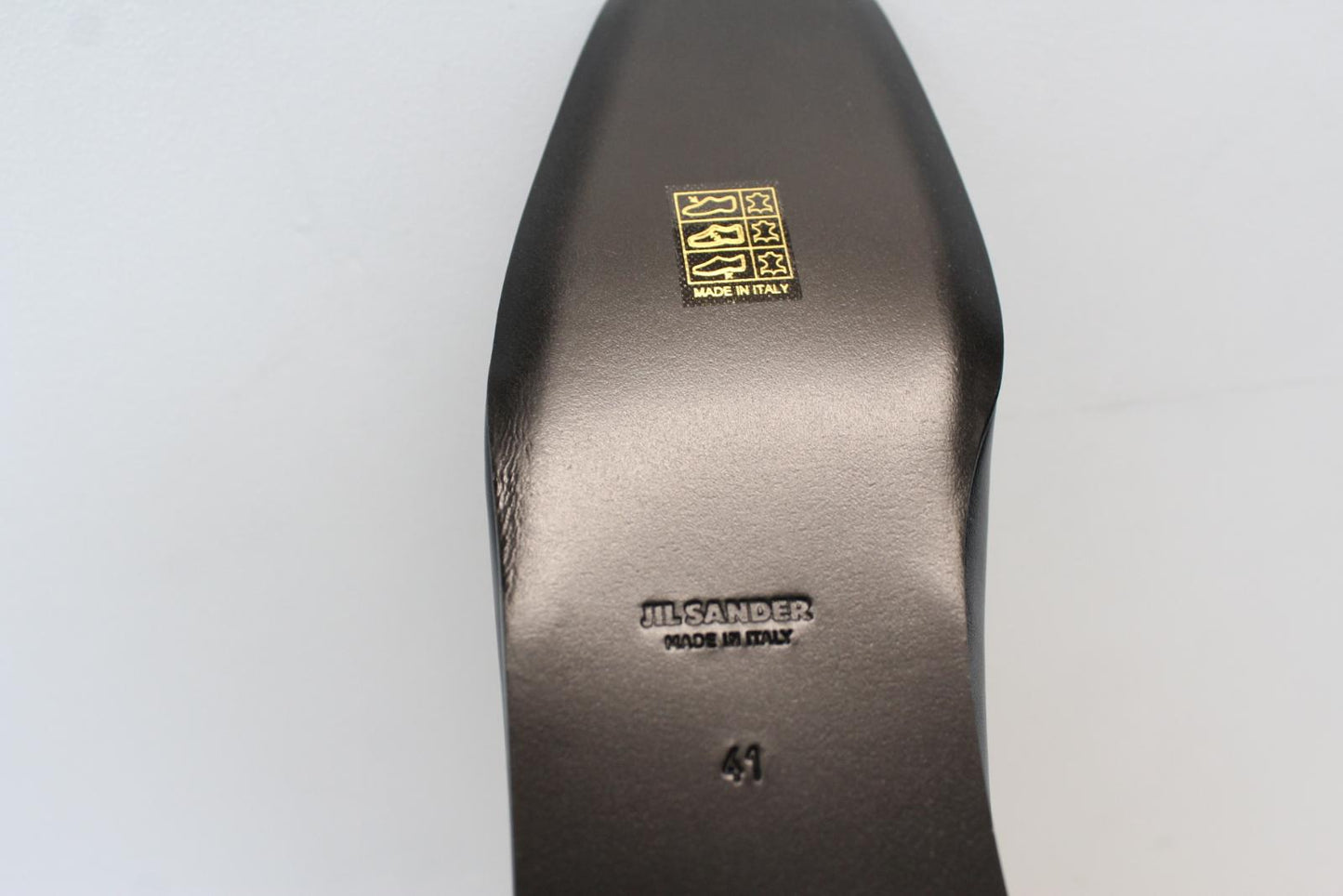 JIL SANDER Ladies Black Leather Whipstitch Anklet Ballet Flat Shoes EU41 UK8 NEW