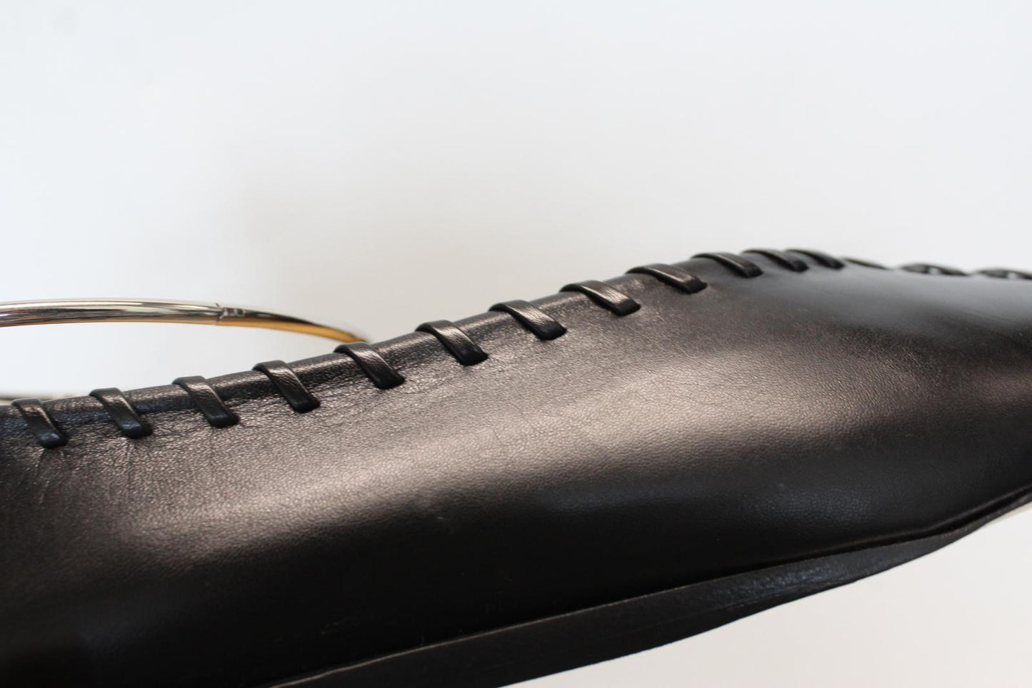 JIL SANDER Ladies Black Leather Whipstitch Anklet Ballet Flat Shoes EU41 UK8 NEW