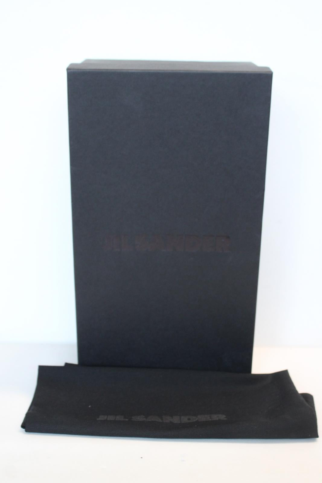 JIL SANDER Ladies Black Leather Whipstitch Anklet Ballet Flat Shoes EU41 UK8 NEW