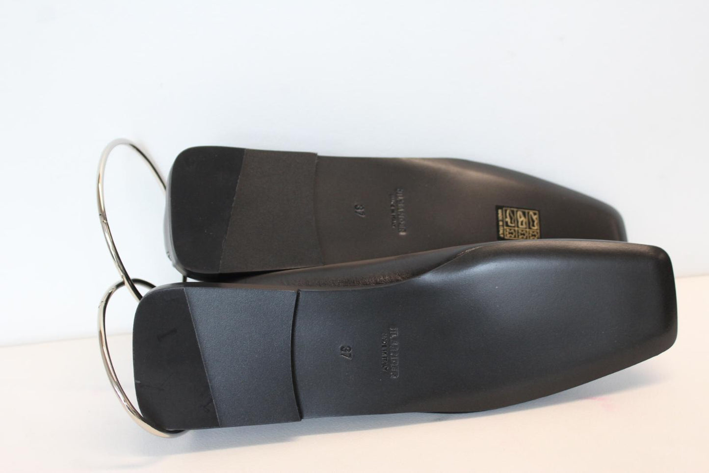JIL SANDER Ladies Black Leather Whipstitch Anklet Ballet Flat Shoes EU37 UK4 NEW